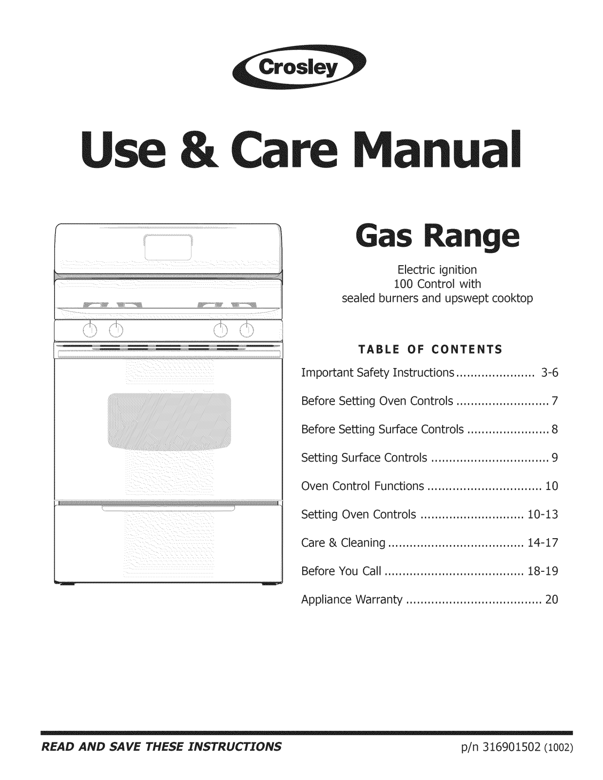 Crosley CRG3180LWA, CRG3150LWE, CRG3150LWD, CRG3150LWC, CRG3150LWA Owner’s Manual