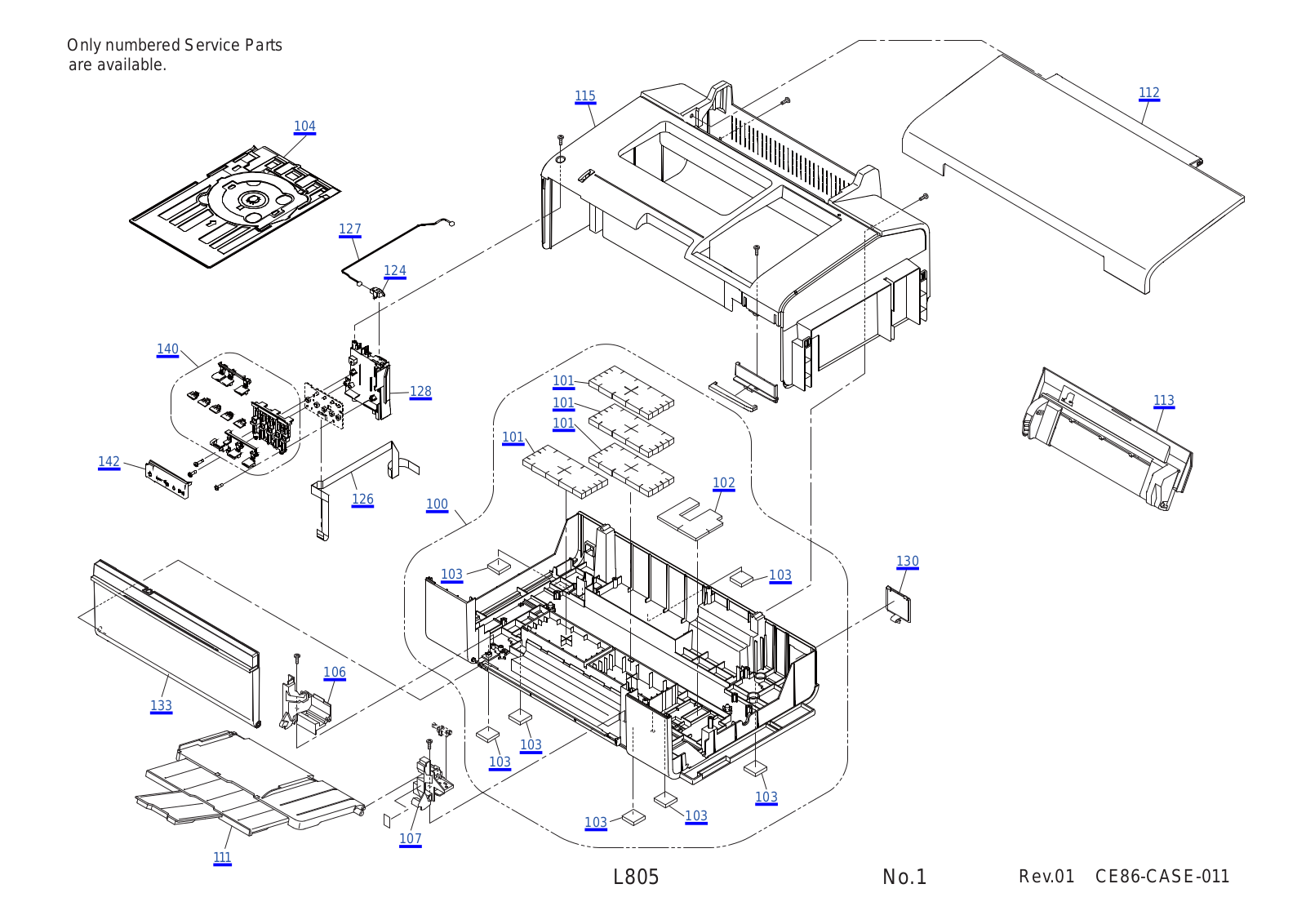 Epson L805, CE86 Exploded Diagrams CASE 011