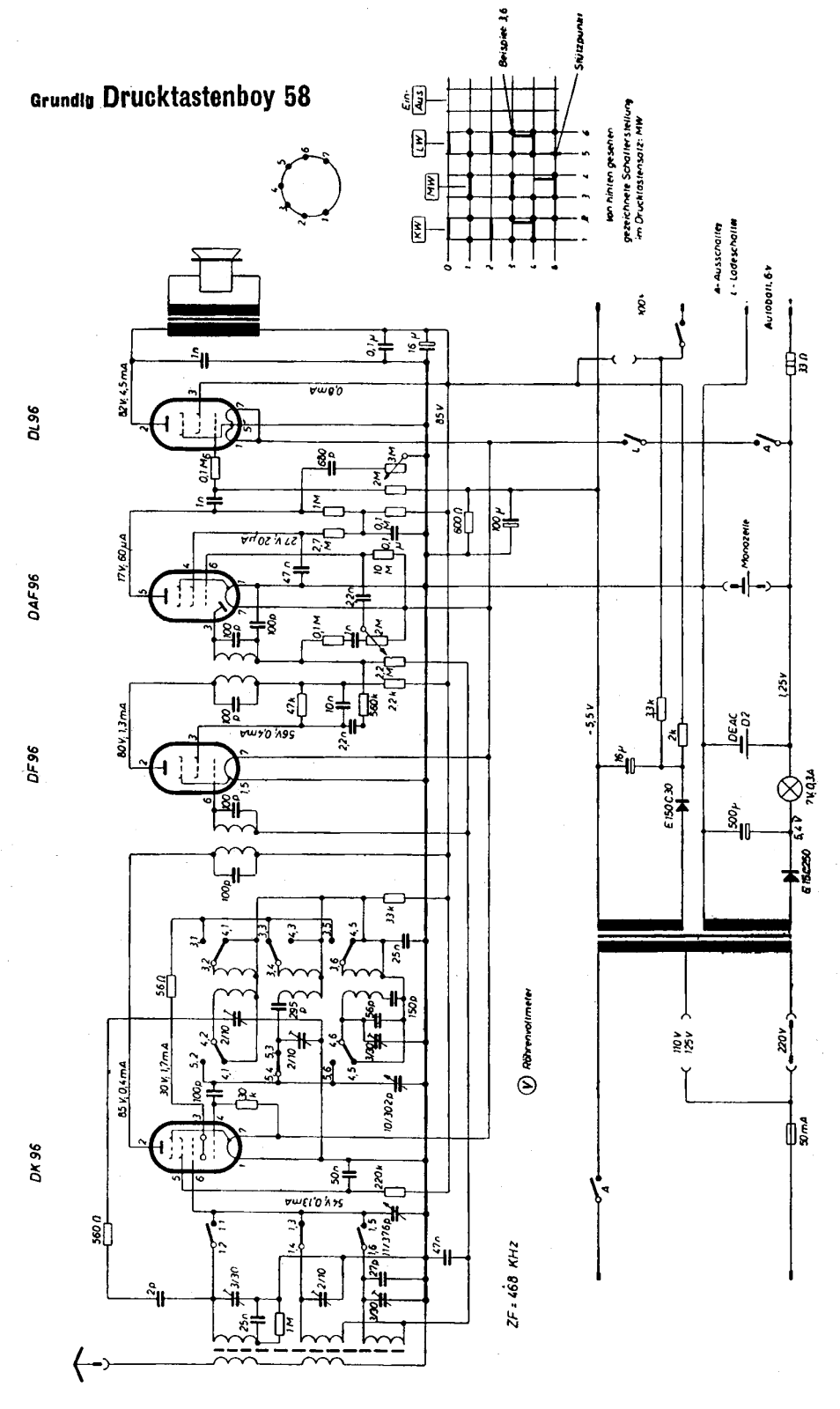 Grundig DrucktastenBoy-58 Schematic