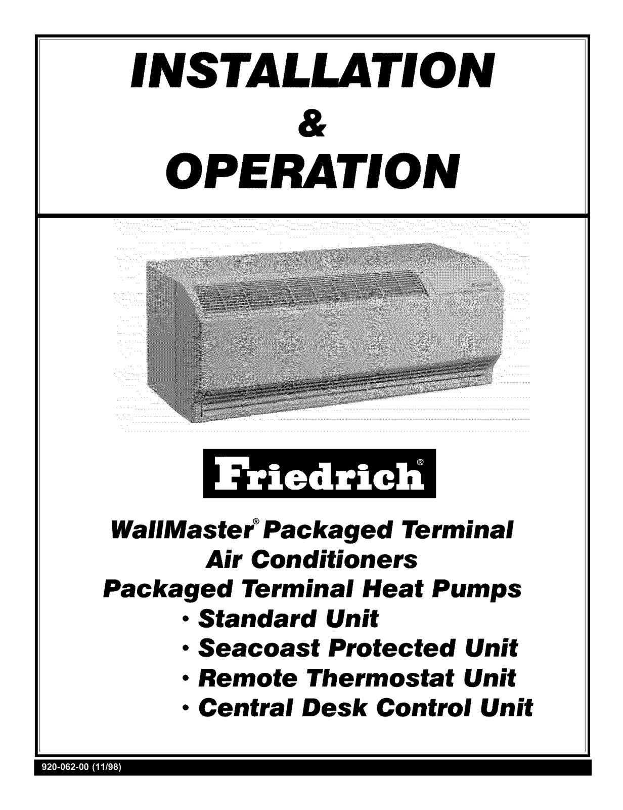Friedrich TEC09R50, TEC15K50, THC15R50, THC15R34, THC15R25 Owner’s Manual
