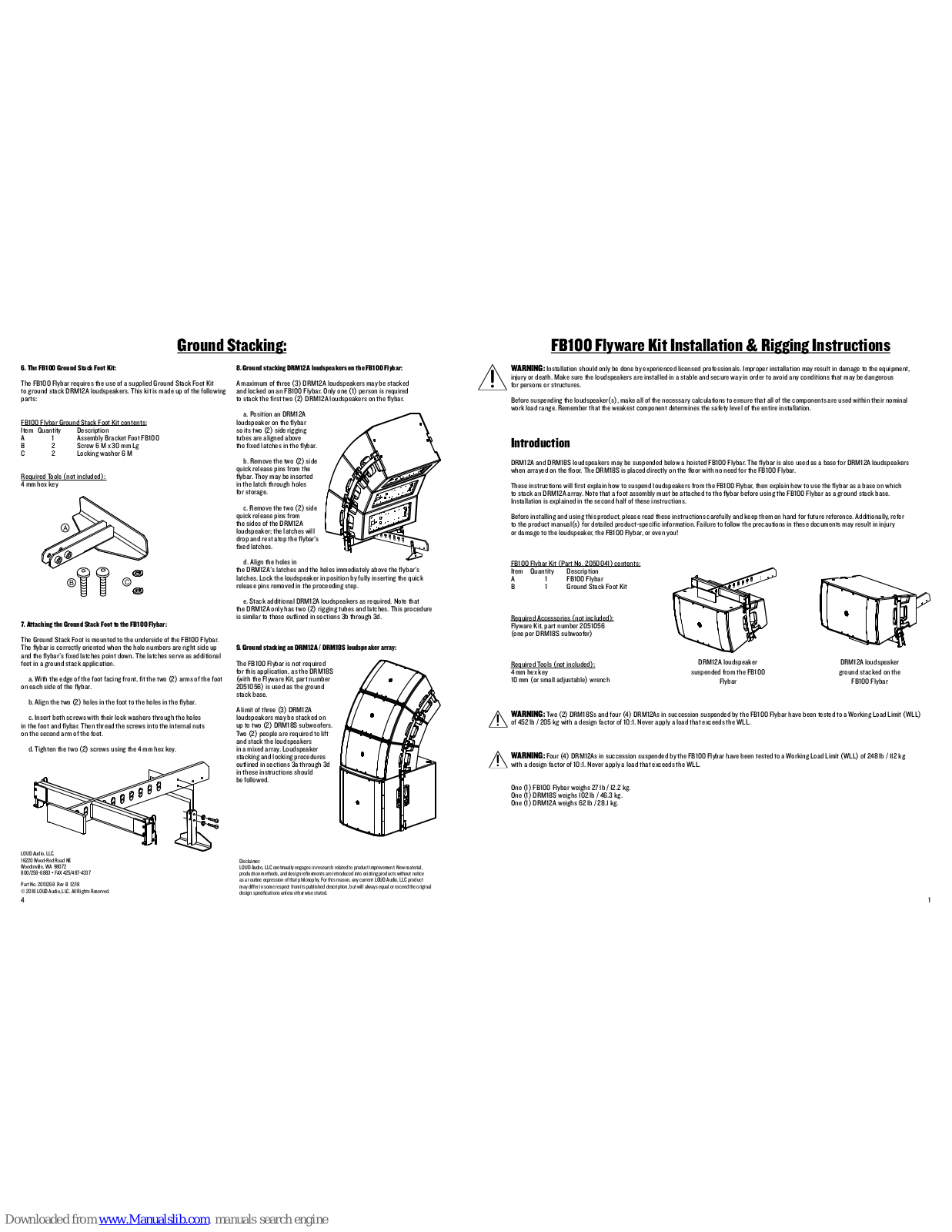 Mackie FB100 Flyware Kit Installation Instructions Manual