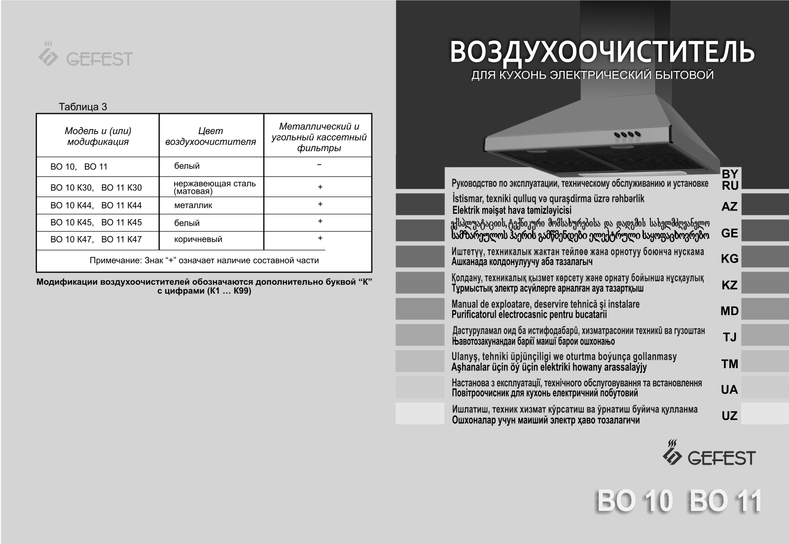 Gefest ВО-11 К47 User Manual