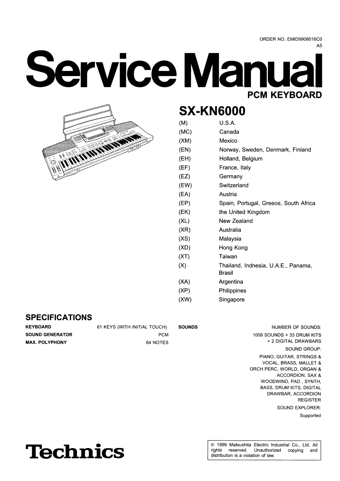 Technics SX-KN6000 Service Manual