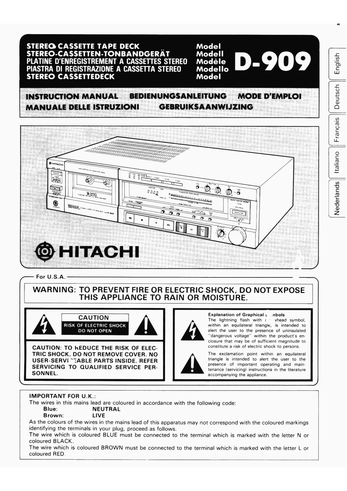 Hitachi D-909 Owners manual