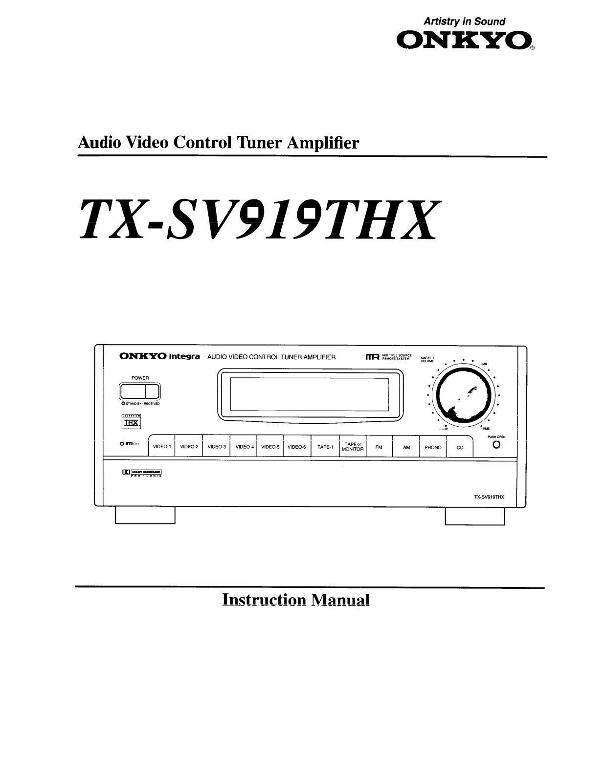 Onkyo TX-SV919THX Instruction Manual