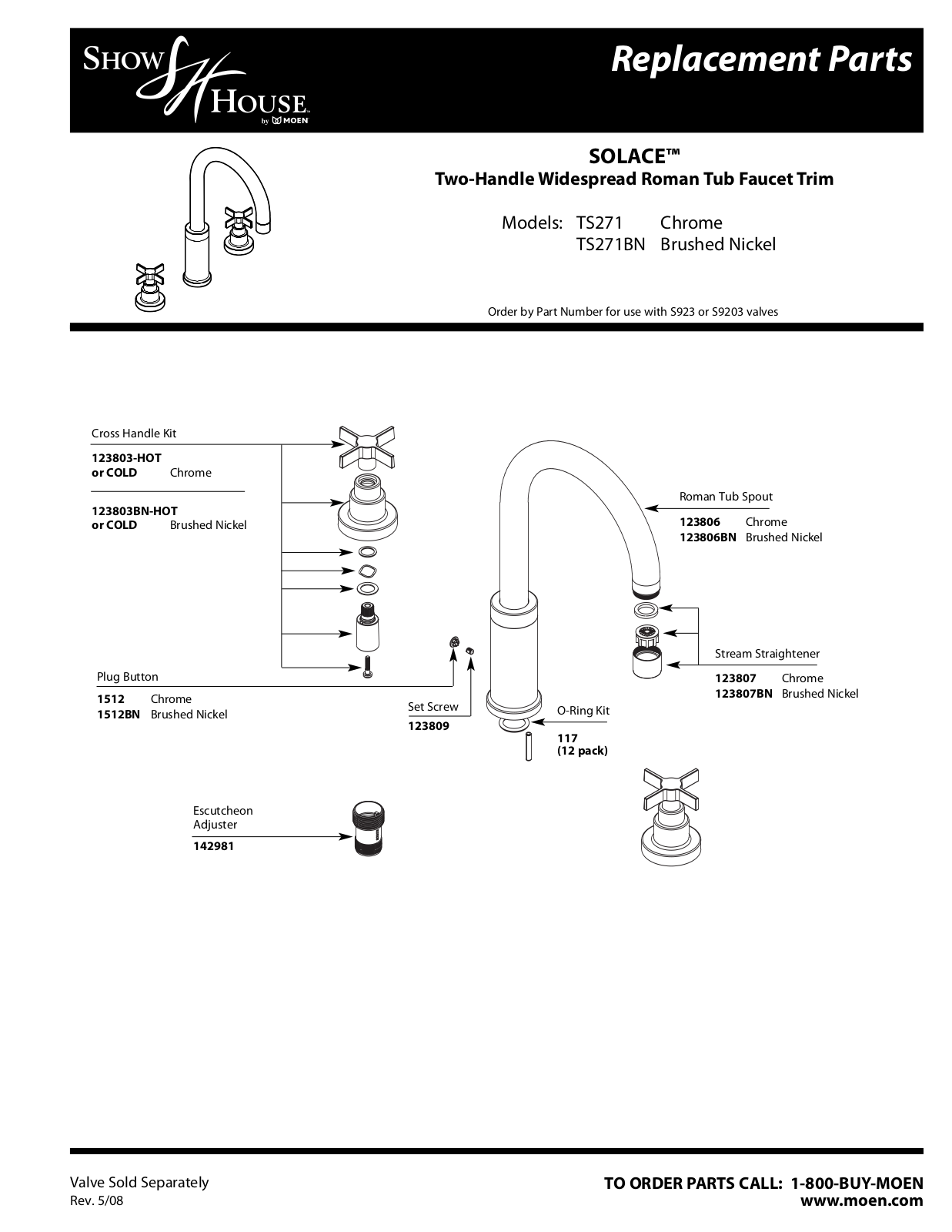 Moen TS271, TS271BN User Manual