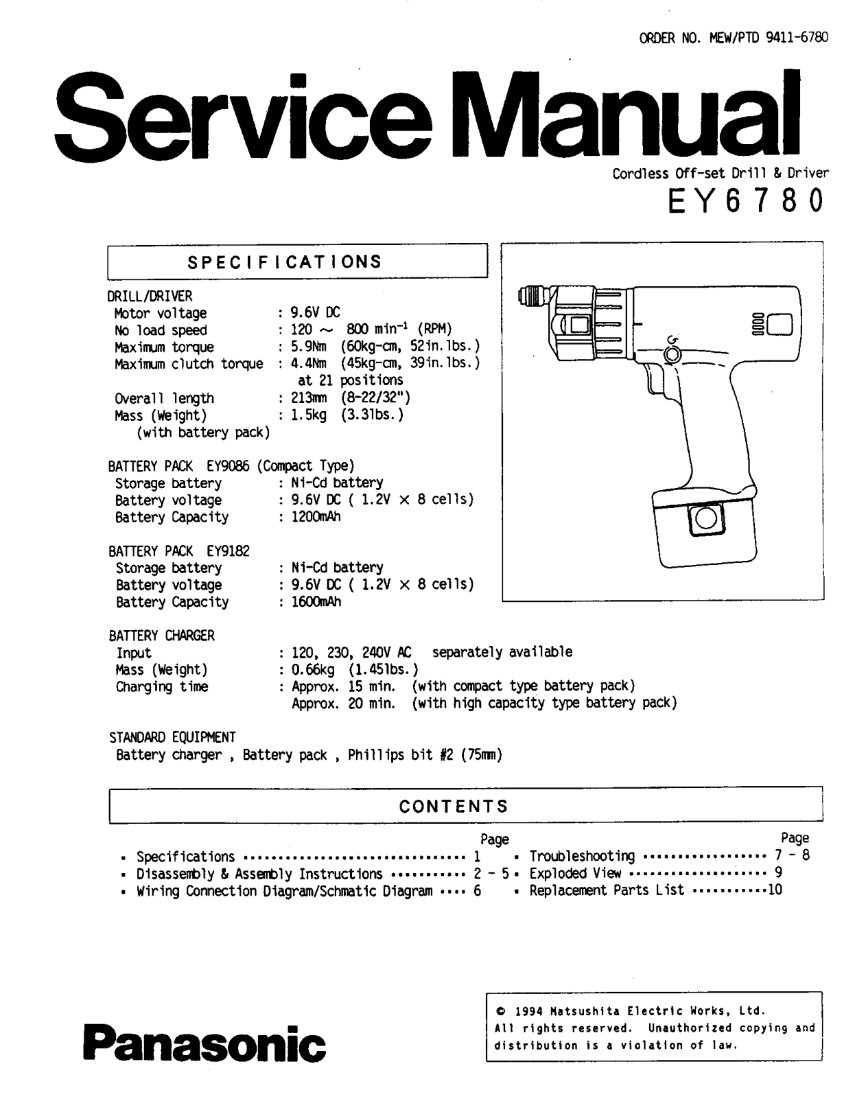 Panasonic EY6780 User Manual