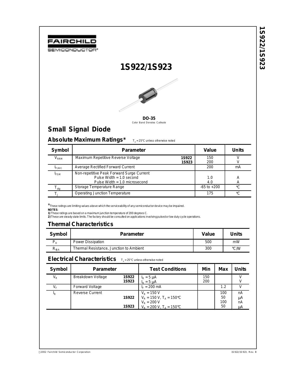 Fairchild Semiconductor 1S923 Datasheet