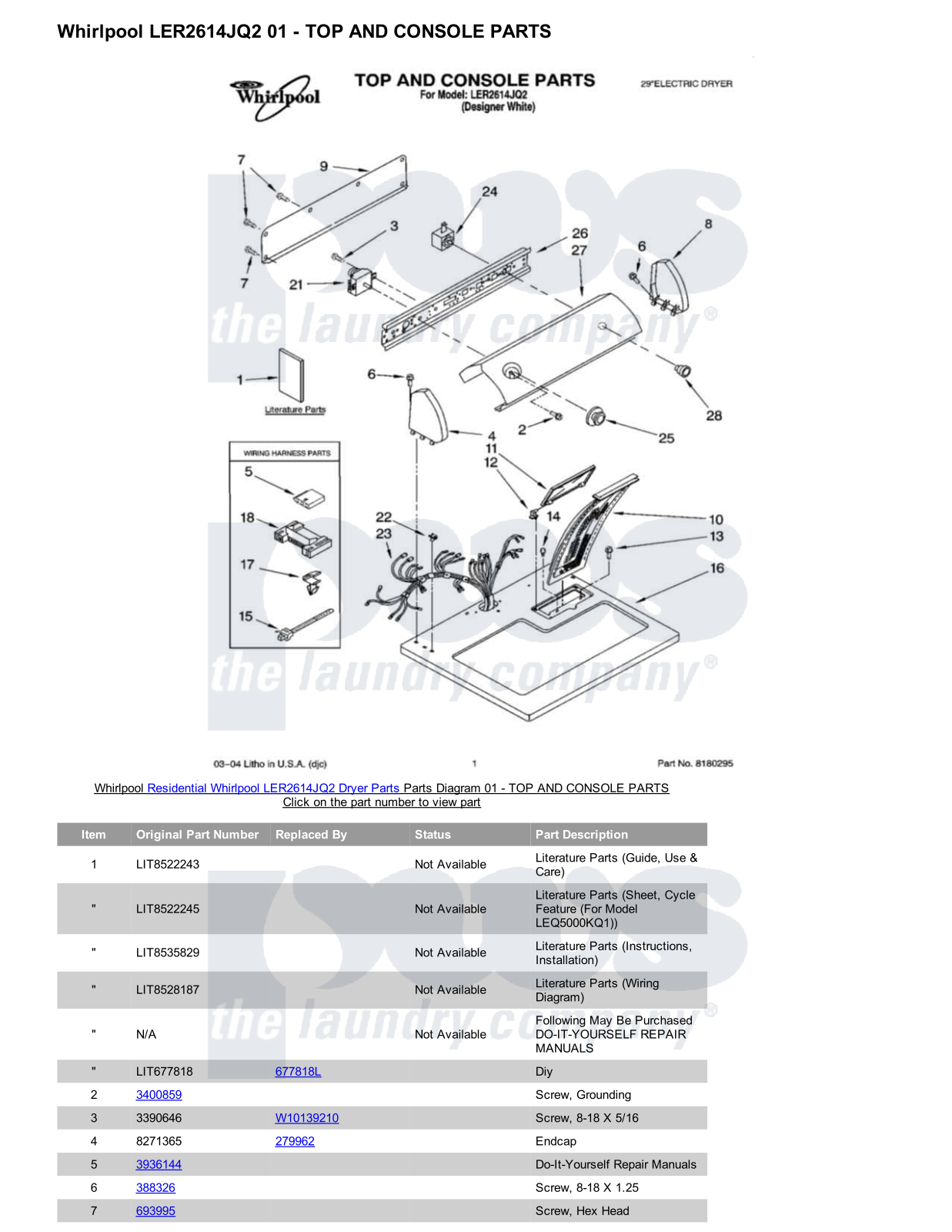 Whirlpool LER2614JQ2 Parts Diagram