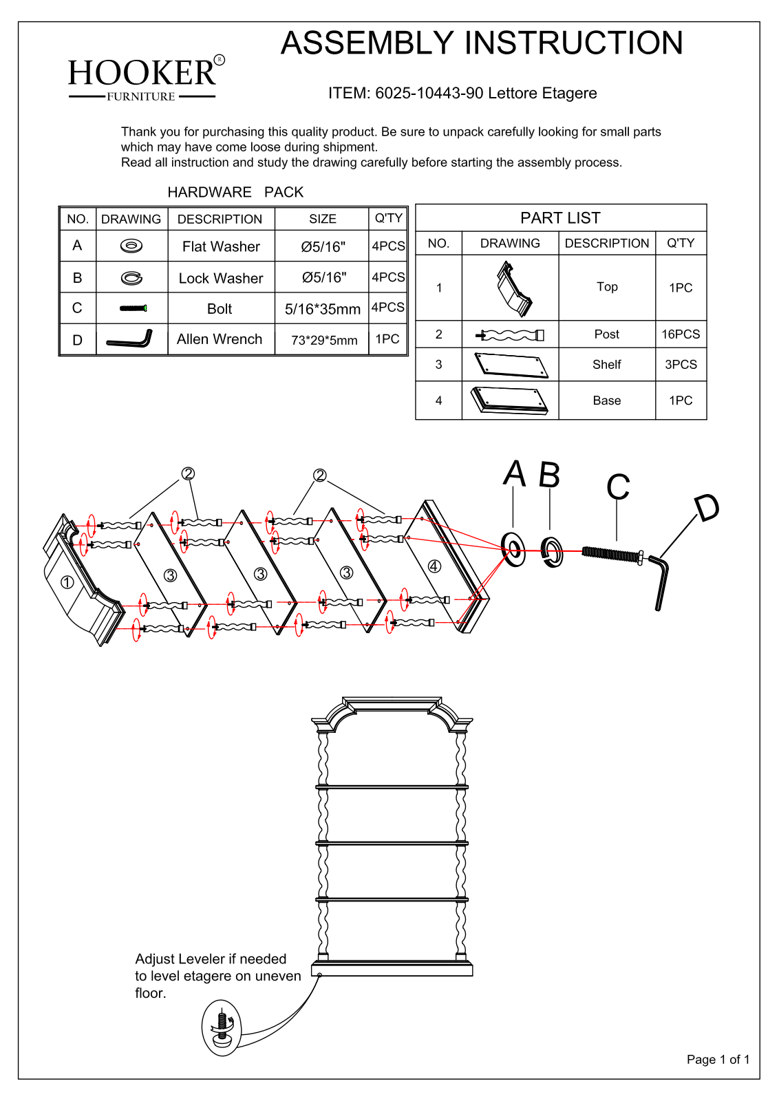 Hooker 6025-10443-90 Assembly Instructions