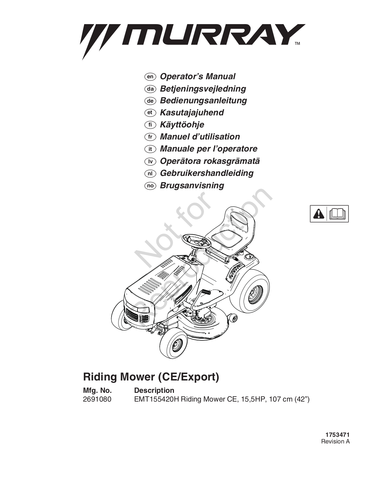 Murray EMT155420H Operator's Manual