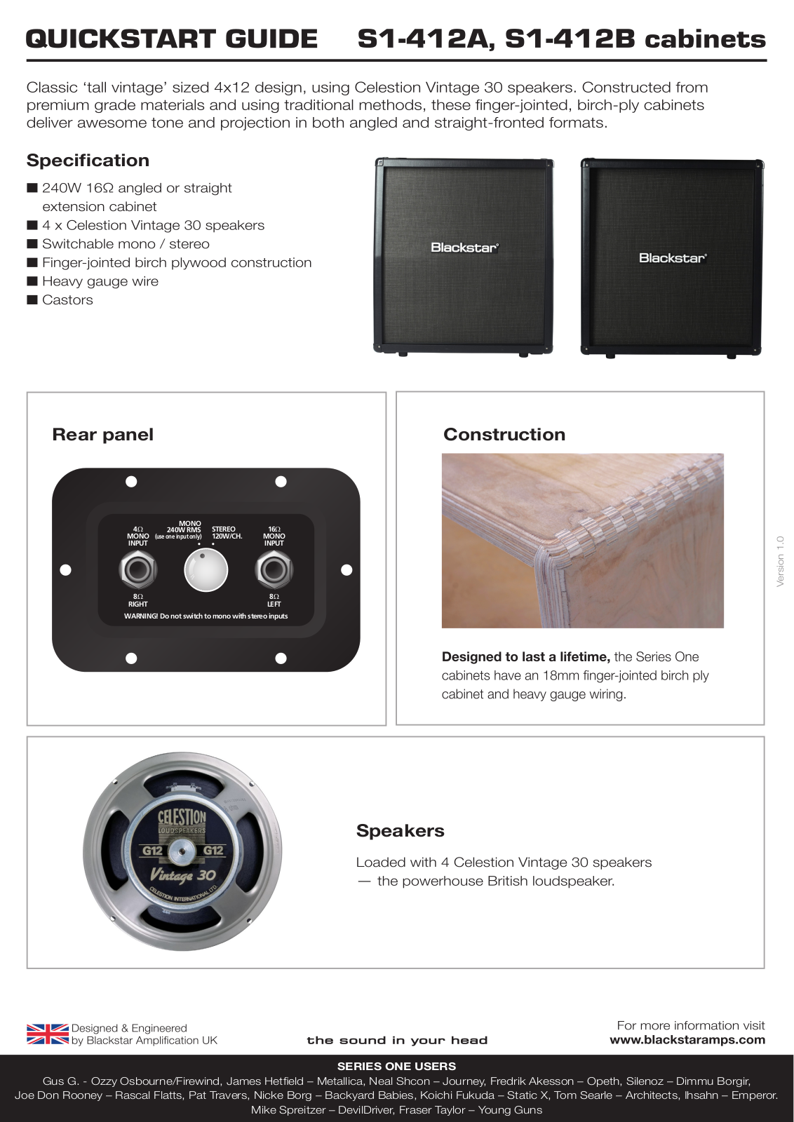 Blackstar S1-412A User Manual