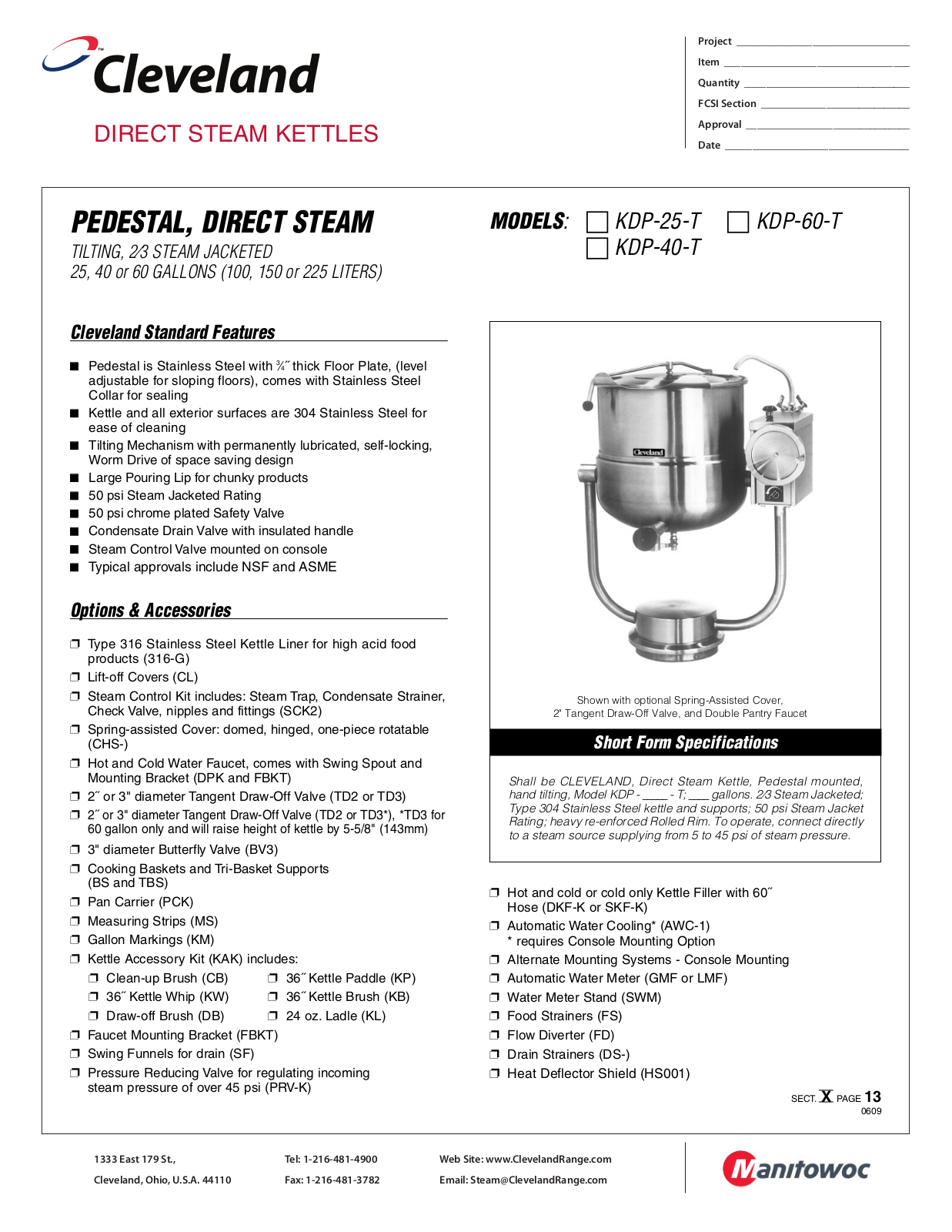 Cleveland KDP-25-T User Manual