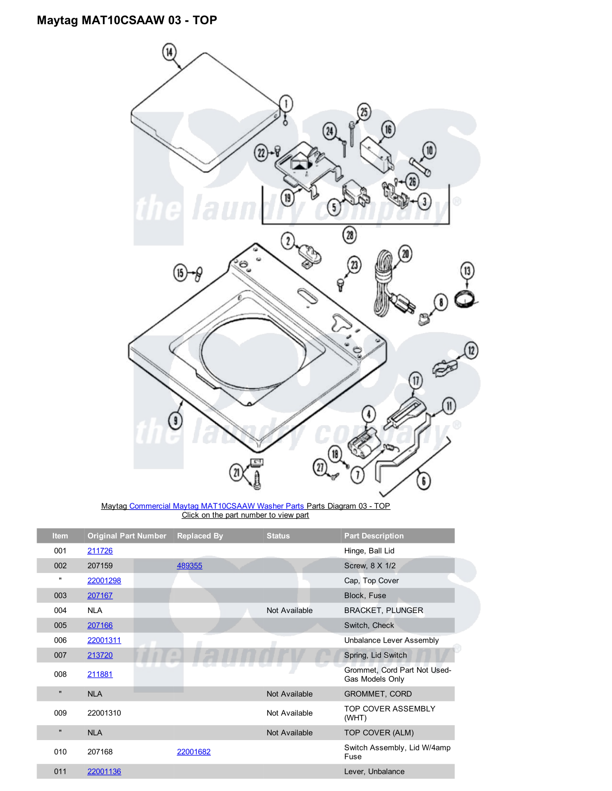 Maytag MAT10CSAAW Parts Diagram