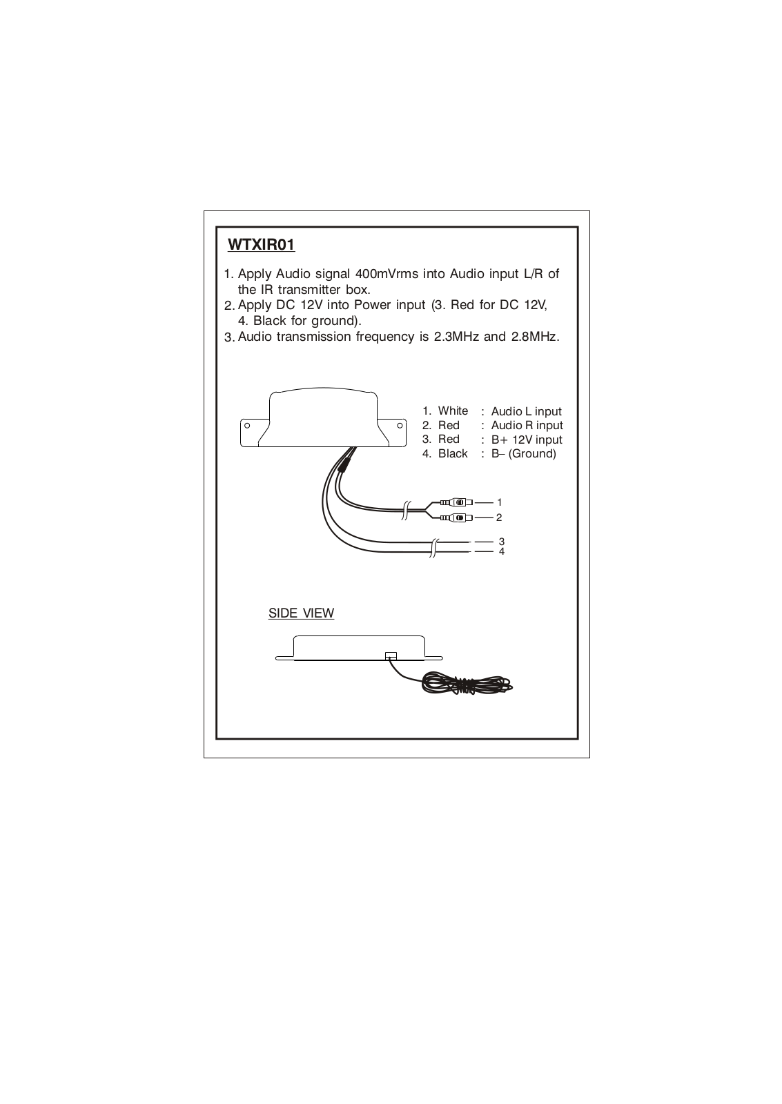 ASA Electronics WTXIR01 User Manual