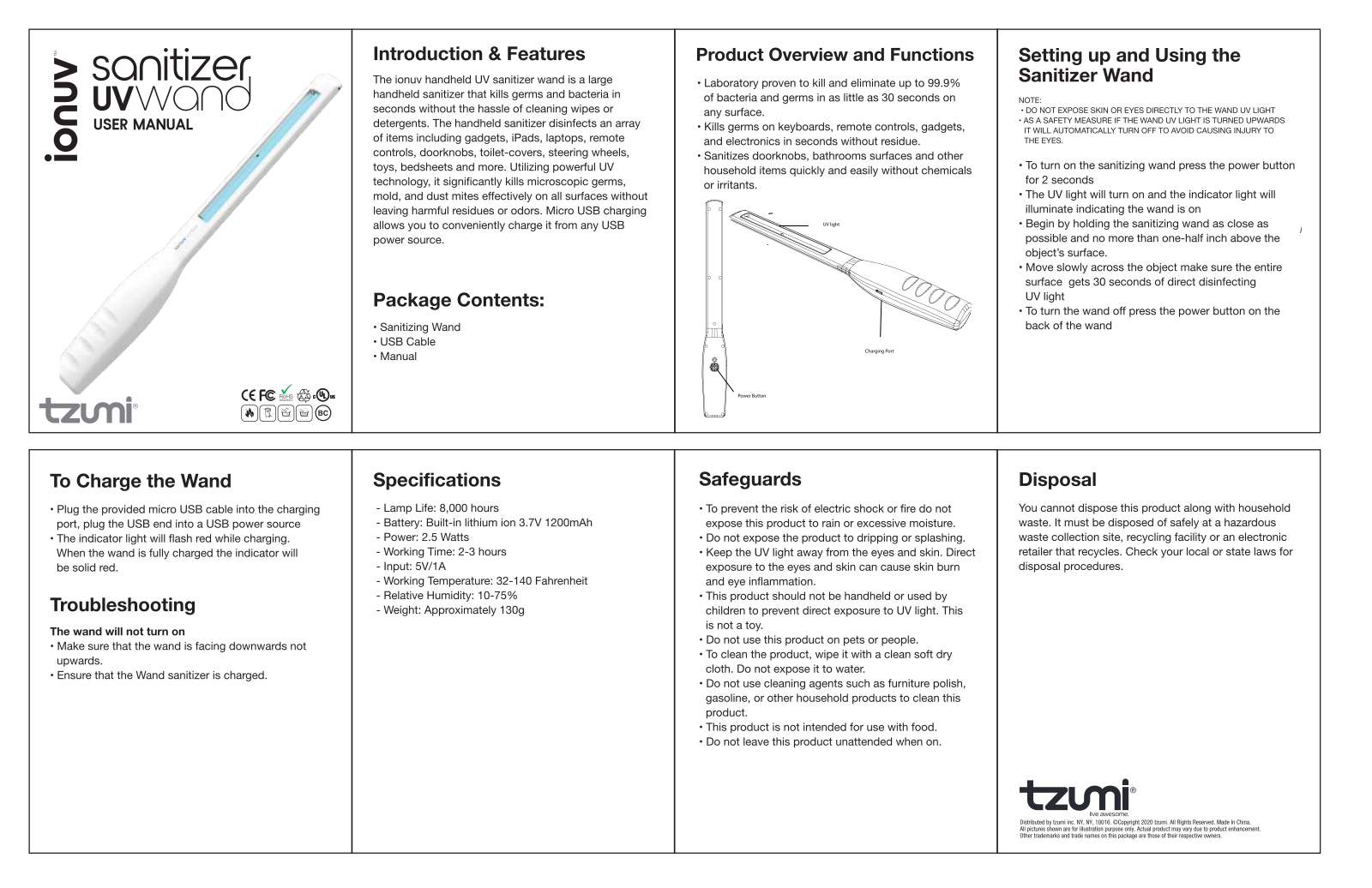 tzumi UV Sanitizer User Manual