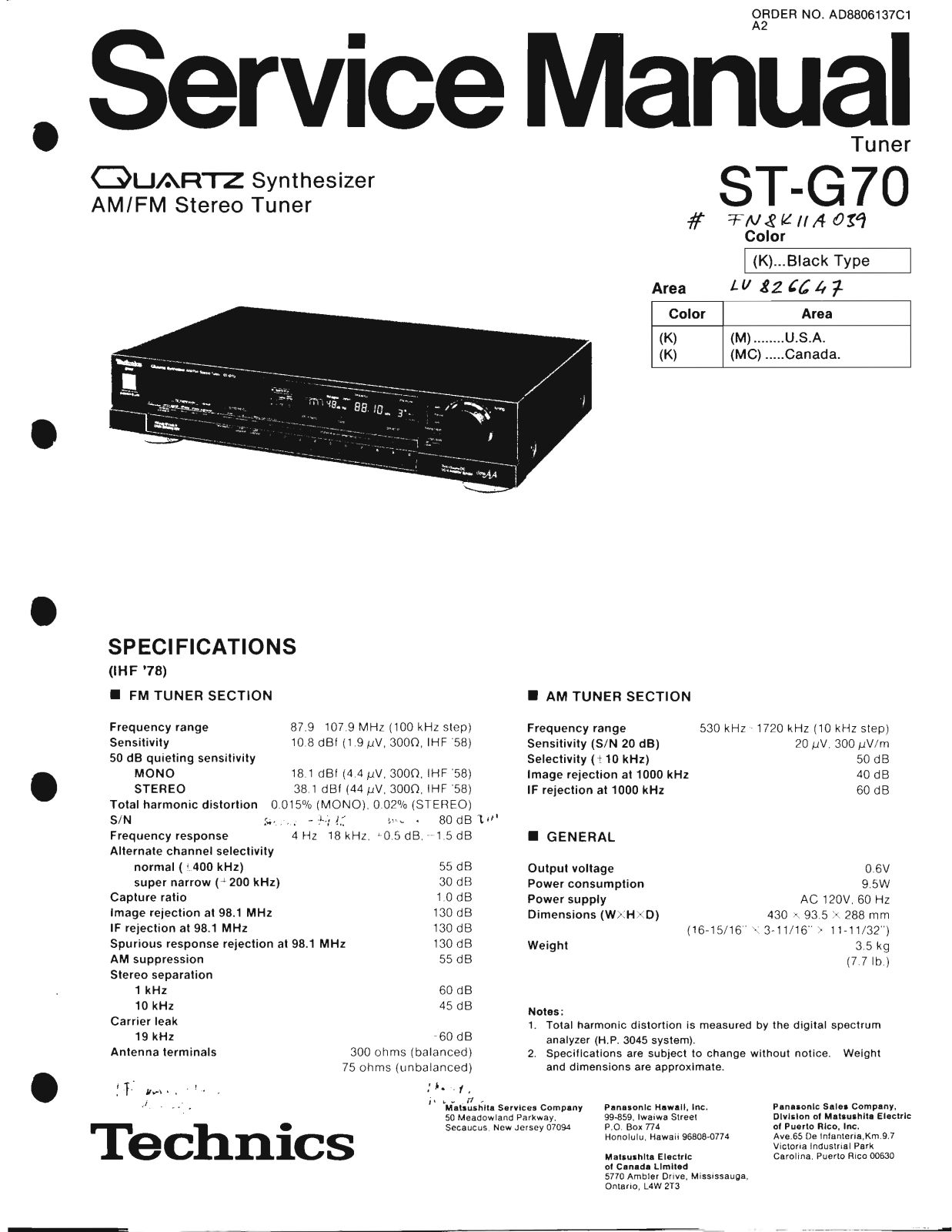 Technics ST-G-70 Service Manual