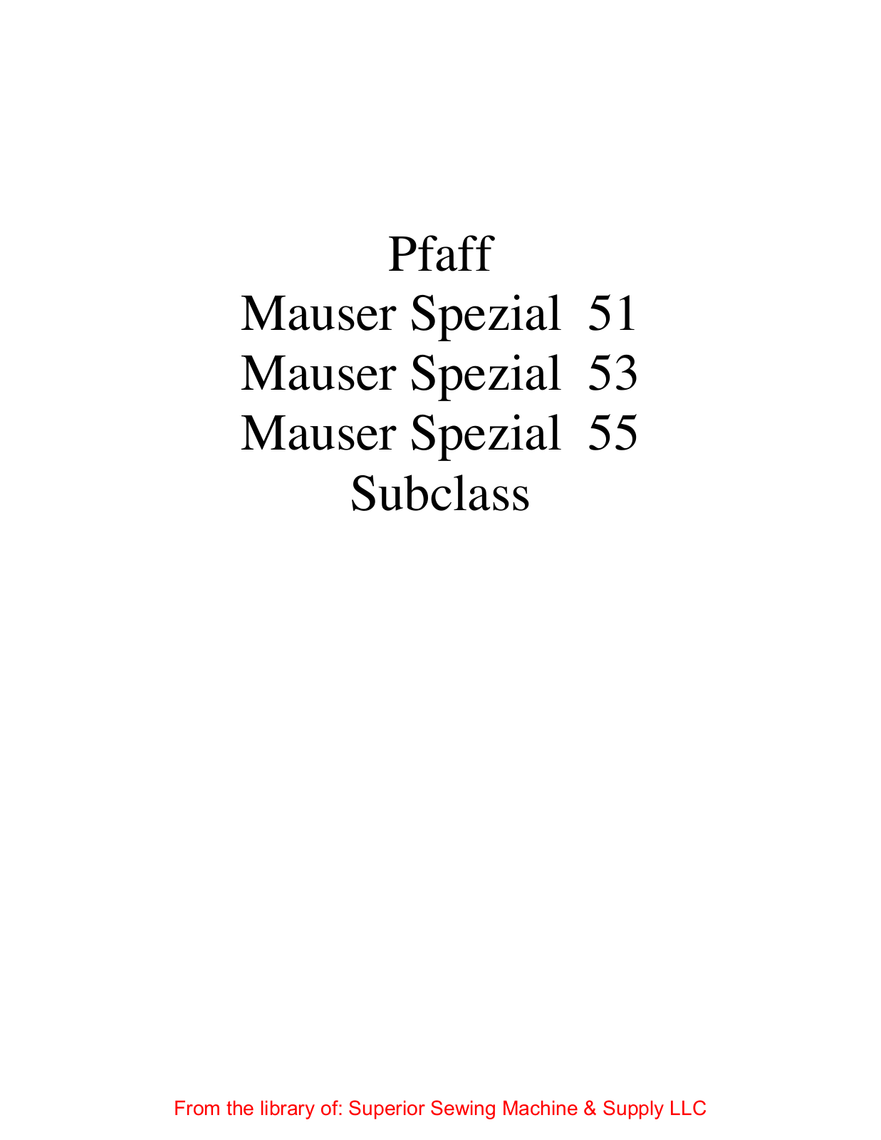 Mauser Spezial 51, Spezial 53, Spezial 55 User Manual