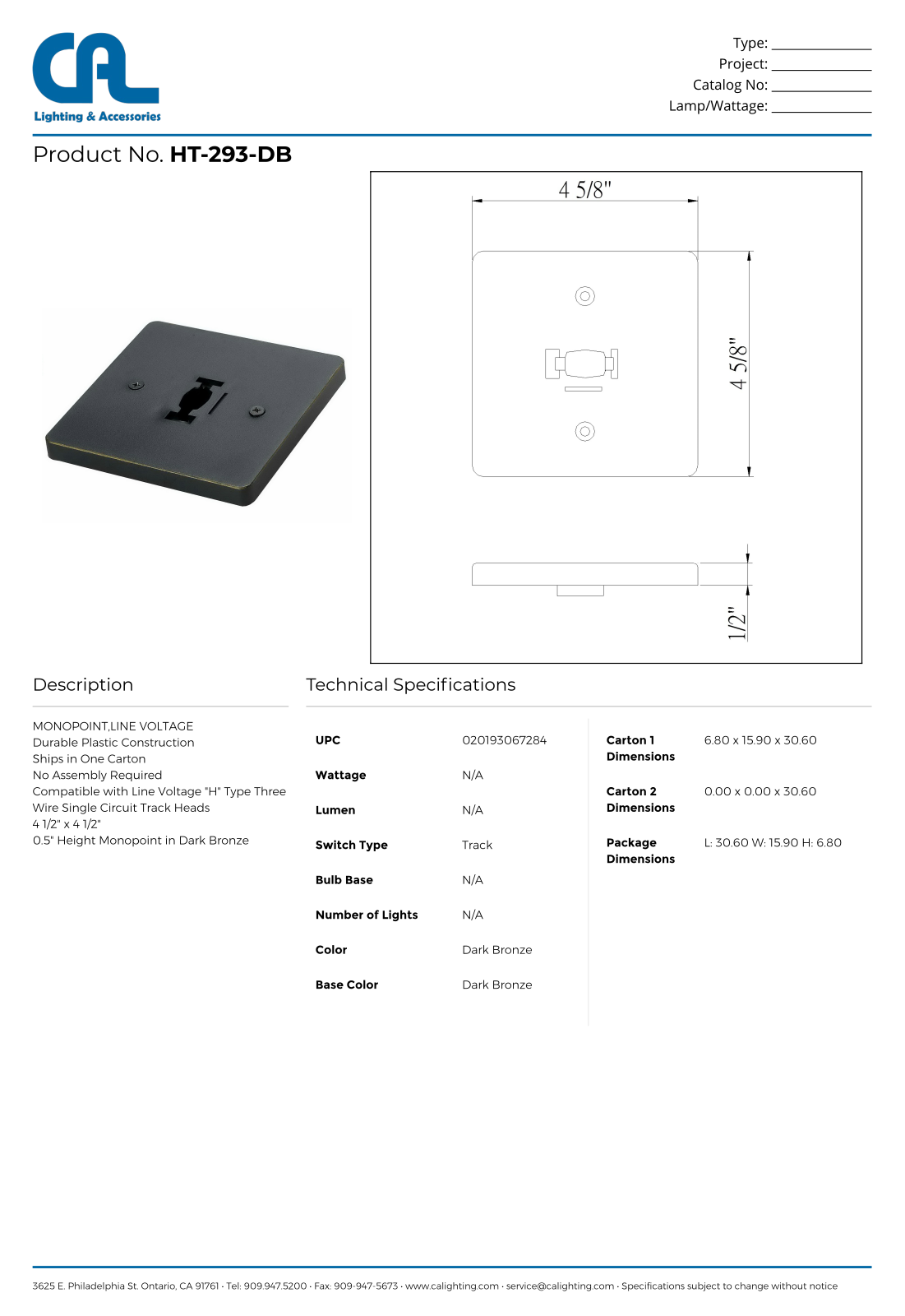 Cal Lighting CG10660 Specifications - ManualMachine.com