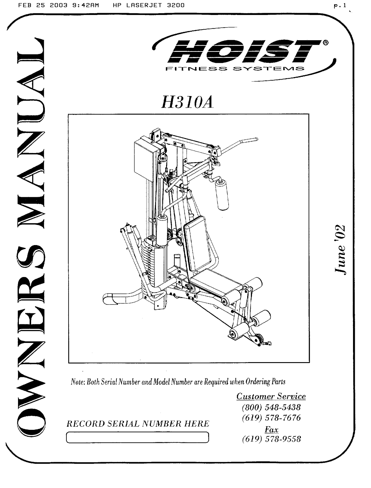 Hoist Fitness H310A User Manual