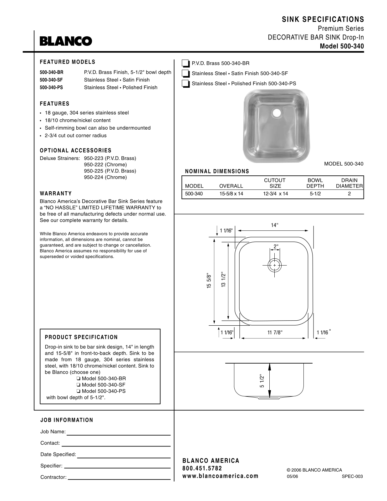 Blanco 500-340 User Manual