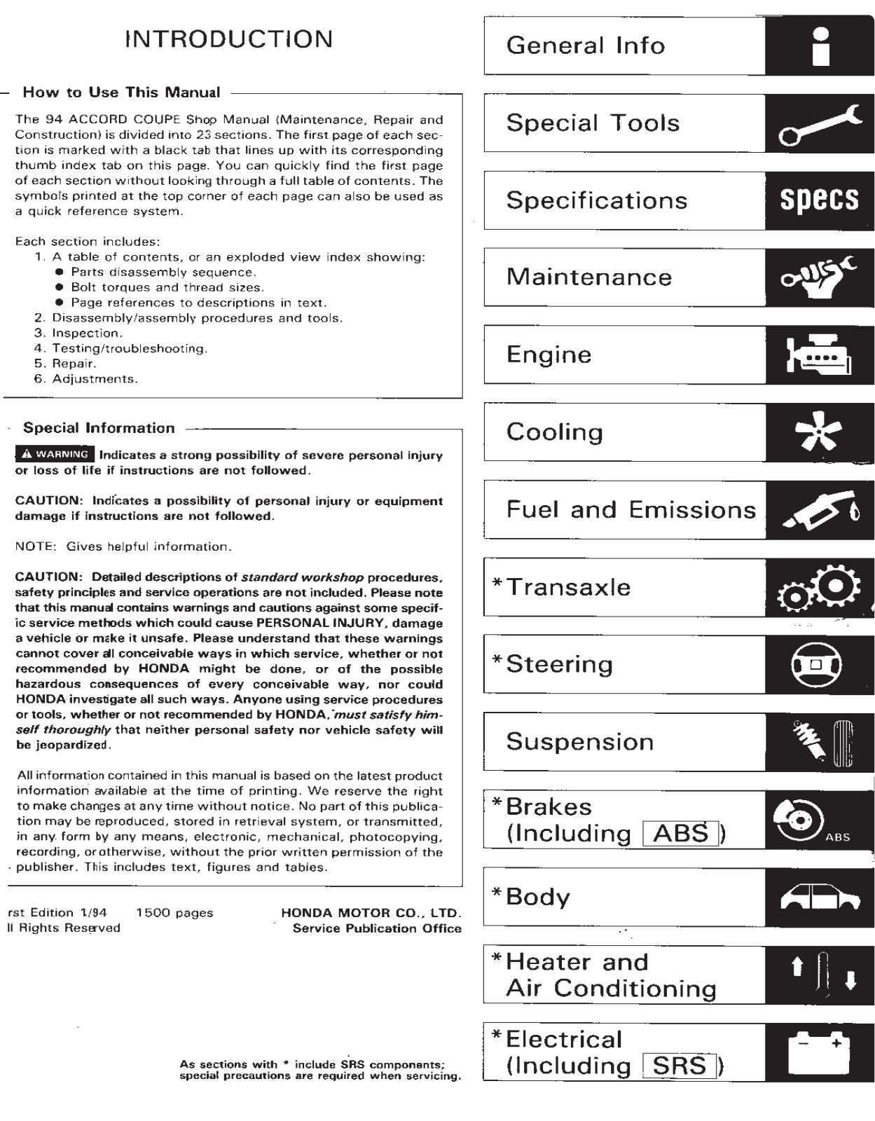 Honda Accord 1994, Accord 1994 1997, Accord Coupe 1994 User Manual - ManualMachine.com