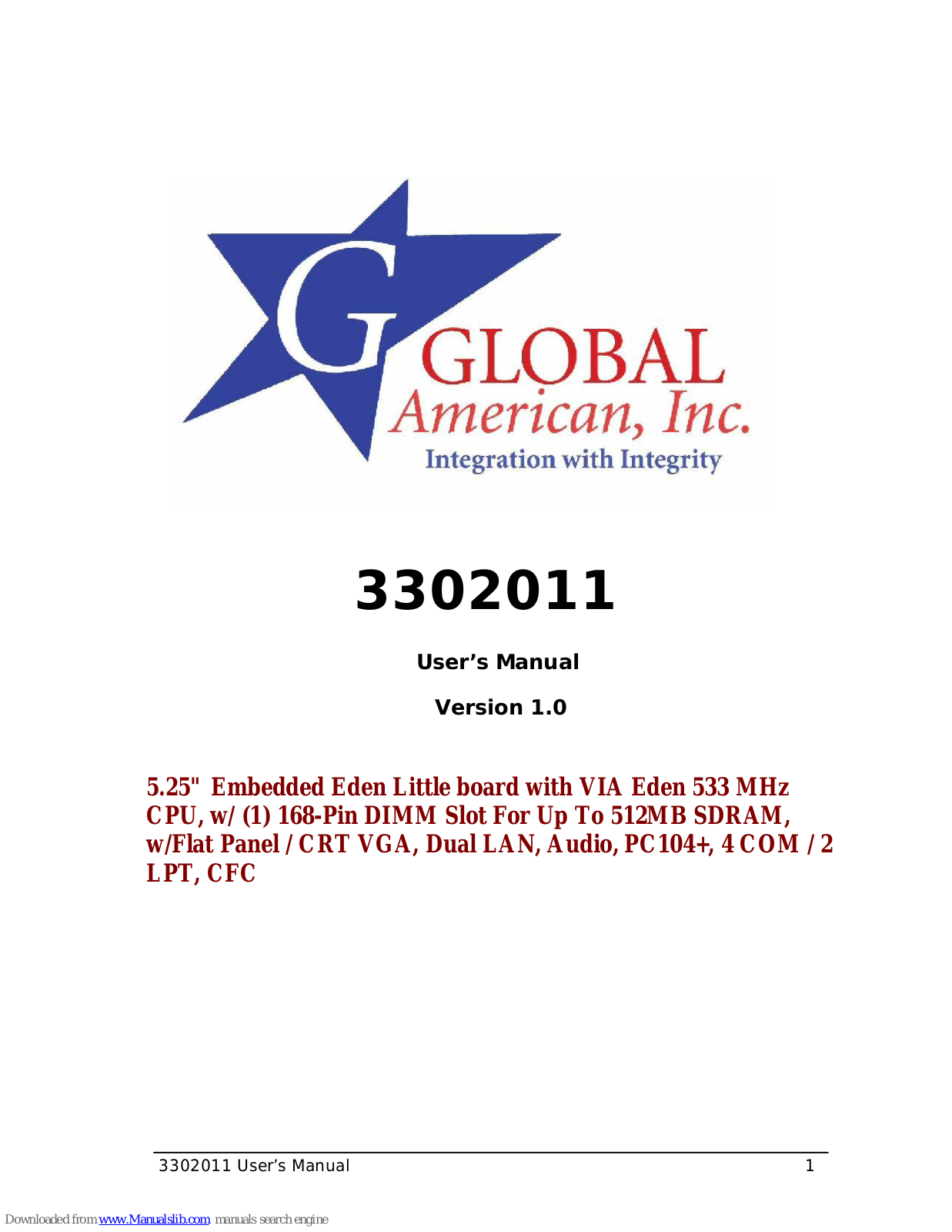 Global American 3302011 User Manual