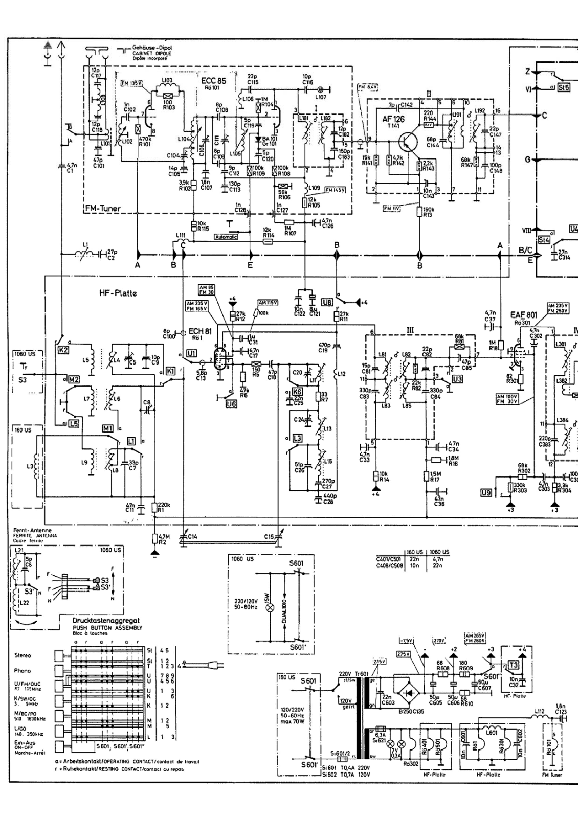 Saba 160-US, 1060-US Schematic