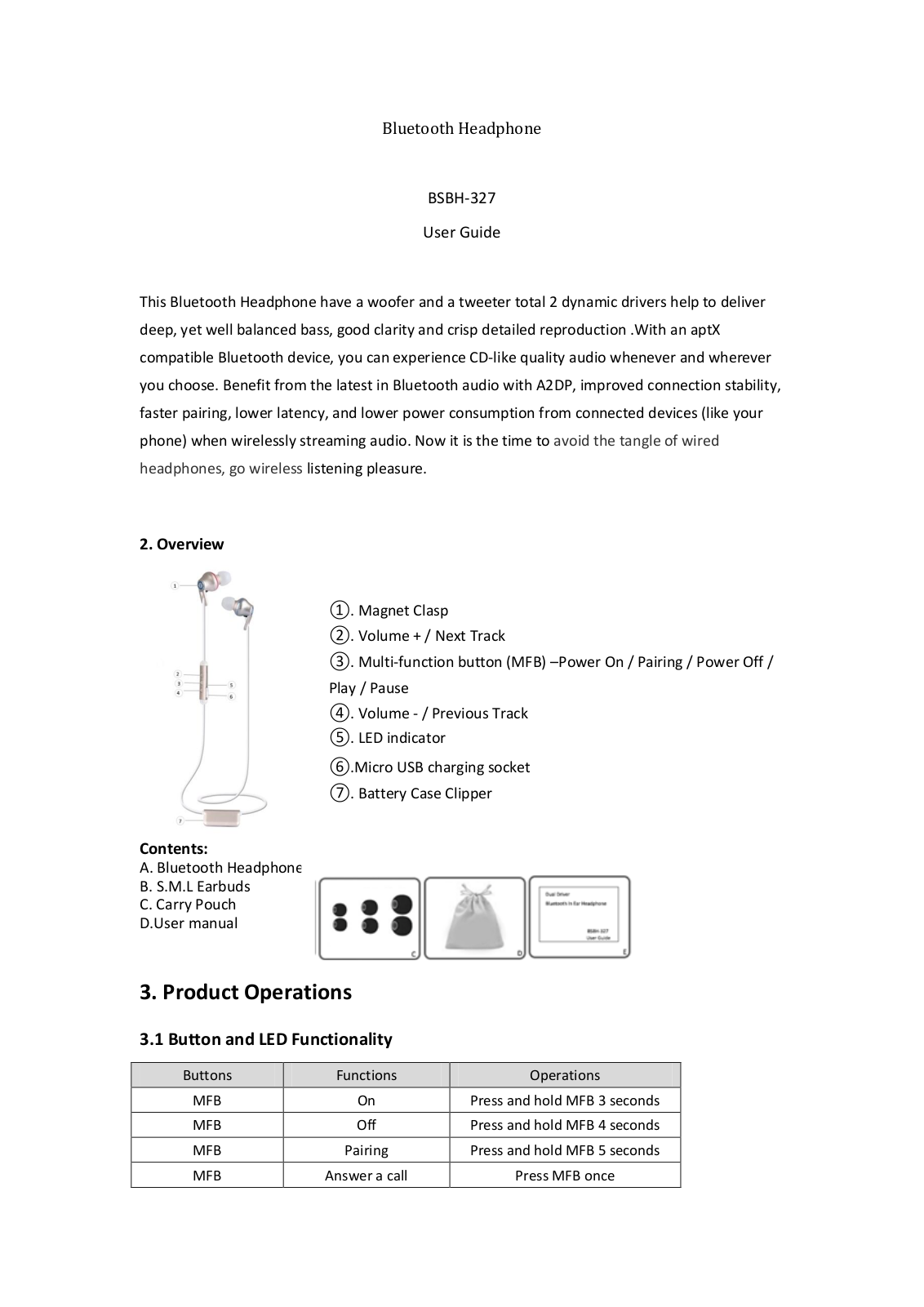 ShenZhen BSBH 327 User Manual