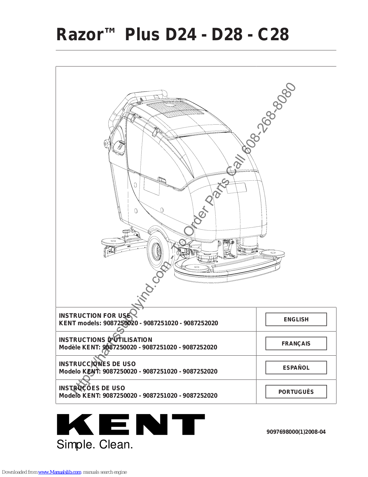 KENT Razor PlusD28, Razor Plus D24, Razor Plus C28, 9087250020, 9087252020 Instructions For Use Manual