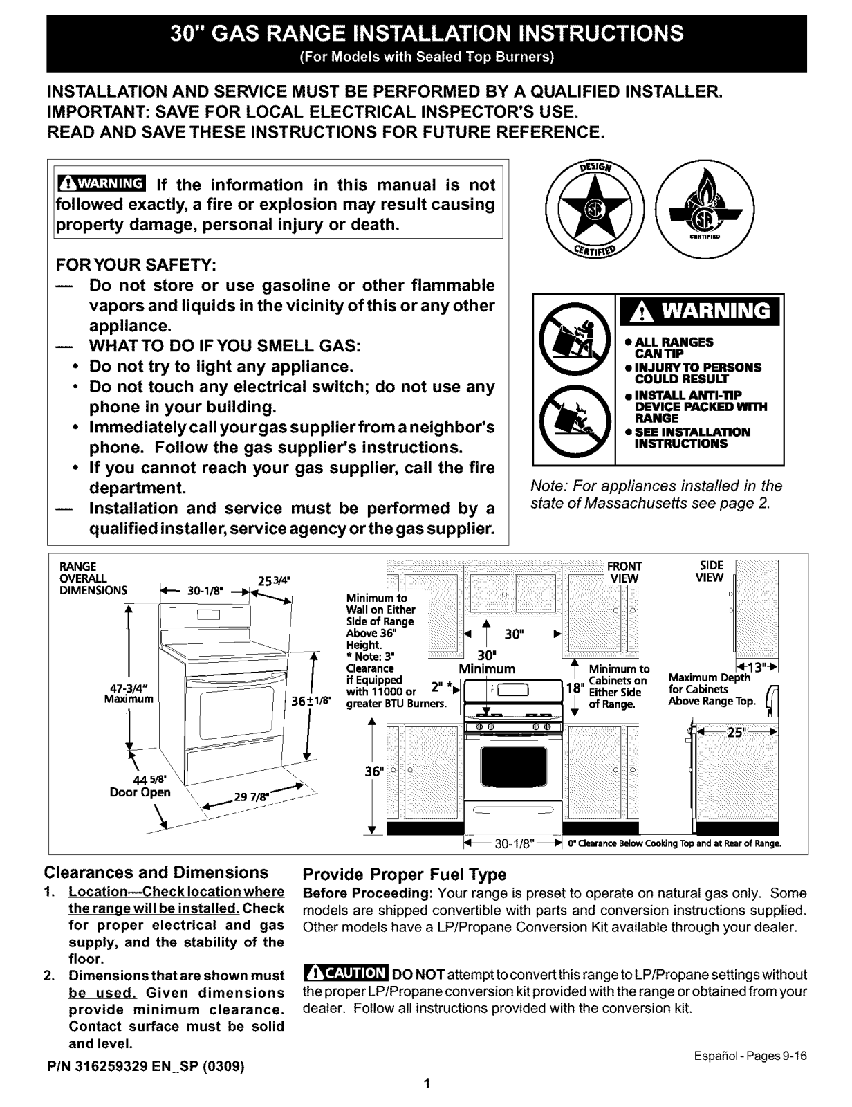 Frigidaire FGF337ABH, FGF337ASH, FGF337AUH, FGF337AWH, FGF355ASG Installation Guide - ManualMachine.com