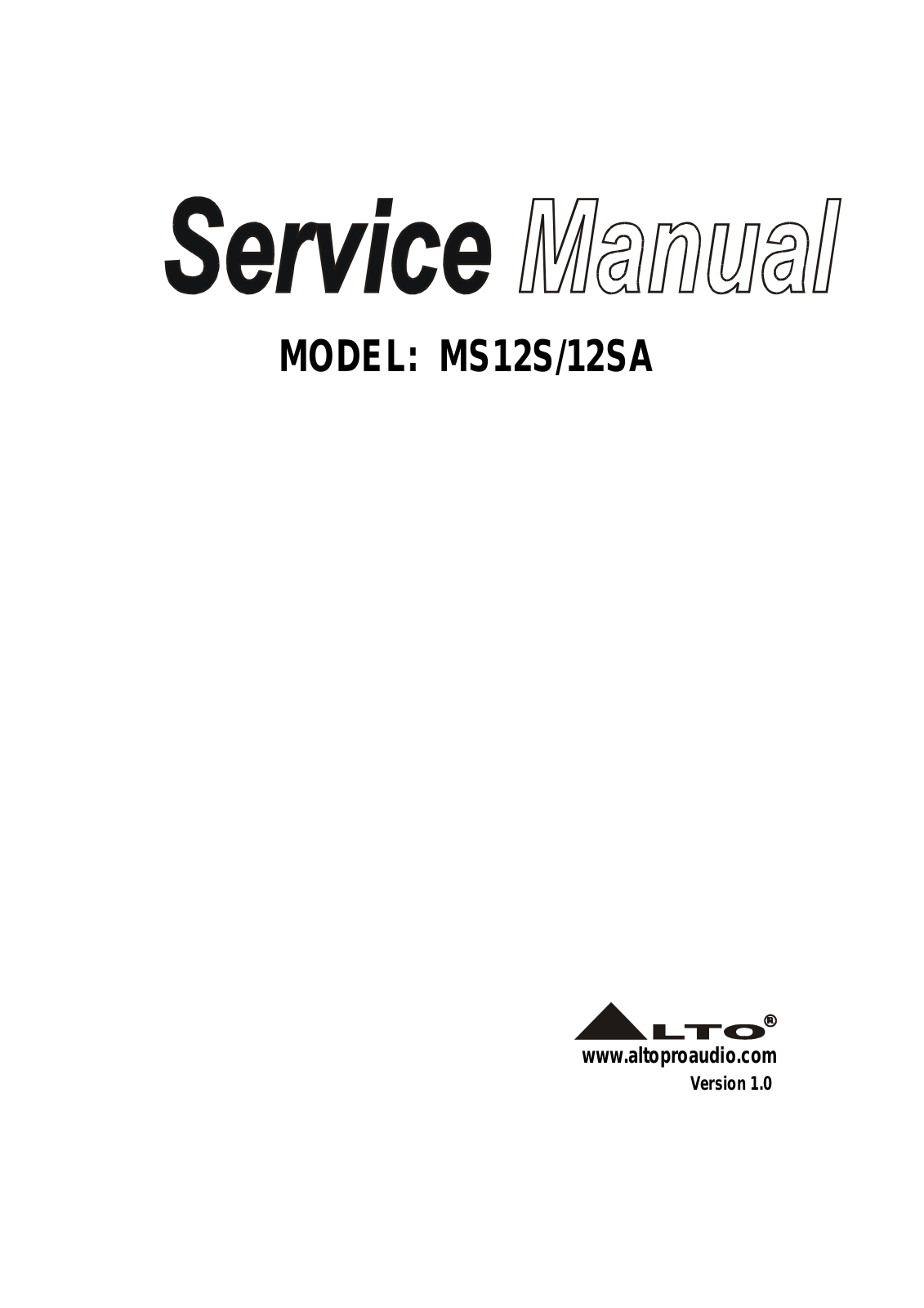 ALTO MS12S, MS12SA Service manual