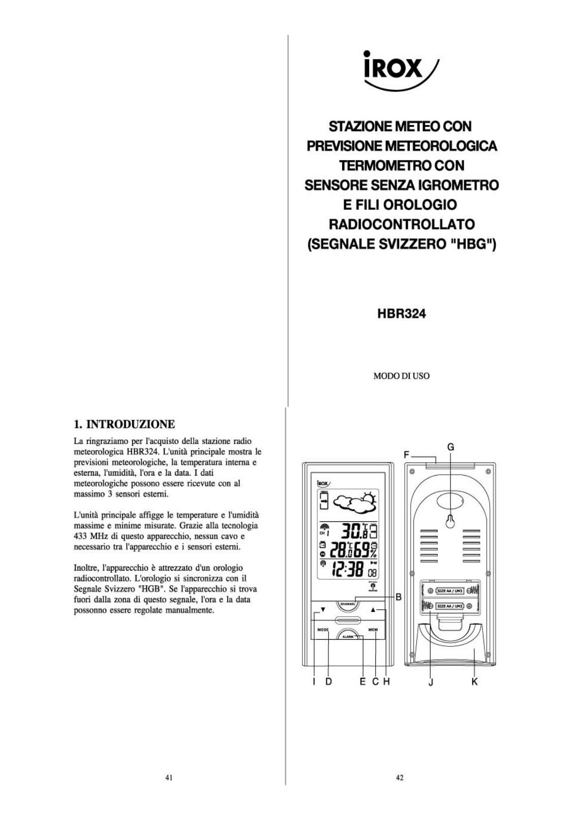 Irox HBR324 User Manual