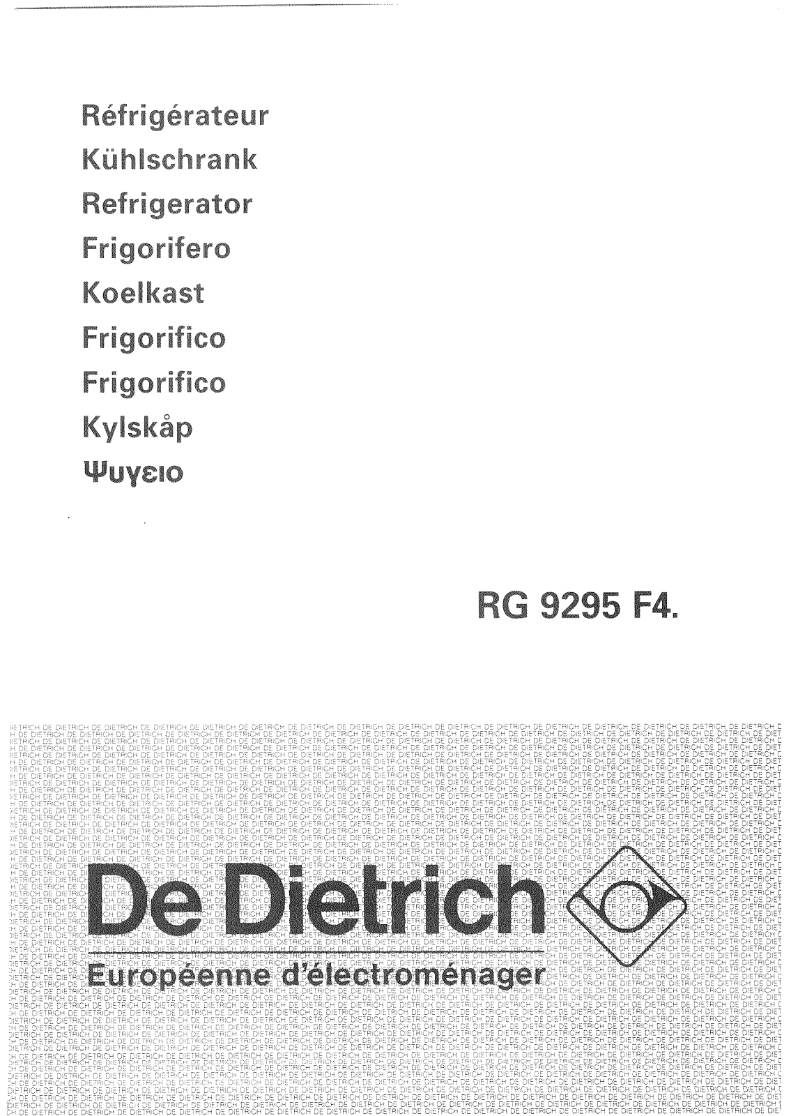 De dietrich RG9295F4 User Manual