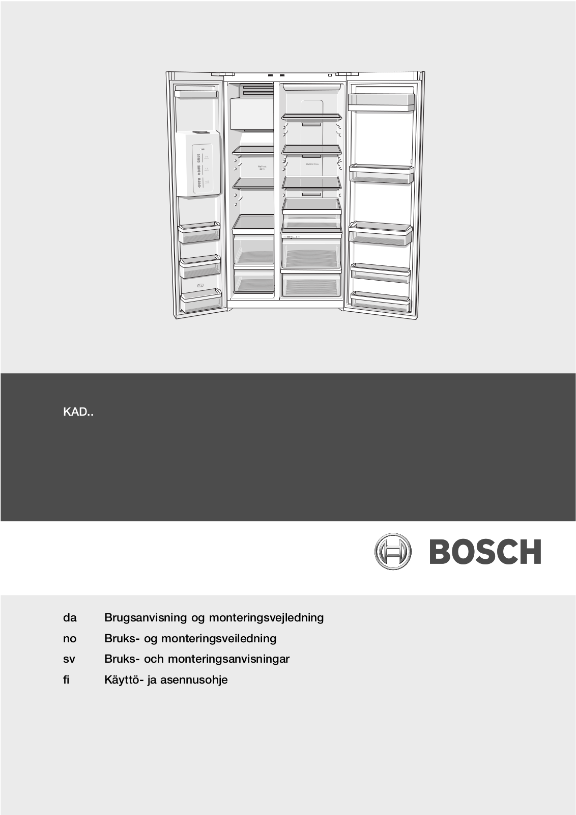 Bosch KAD62V40SD SHORT INSTRUCTIONS