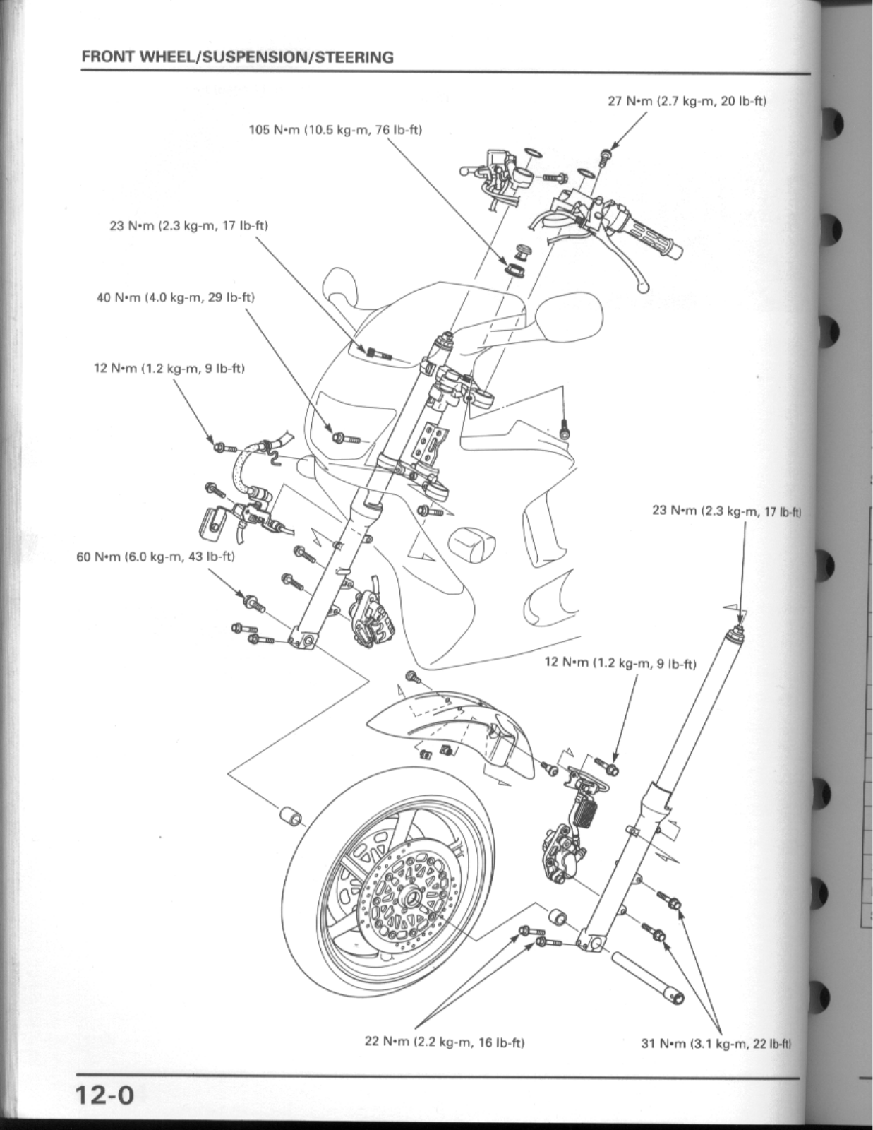 Honda CBR600F3 Service Manual 12 front susp