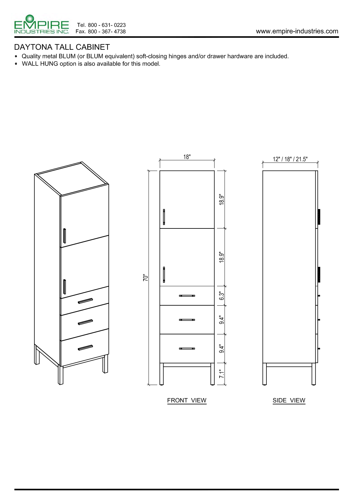 Empire Industries DC1823BWPF Specs