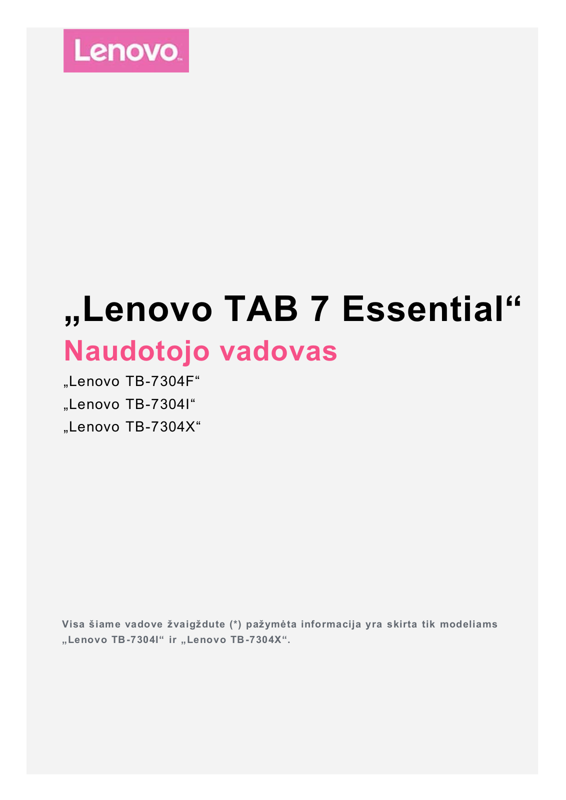 Lenovo TAB 7 Essential User Guide