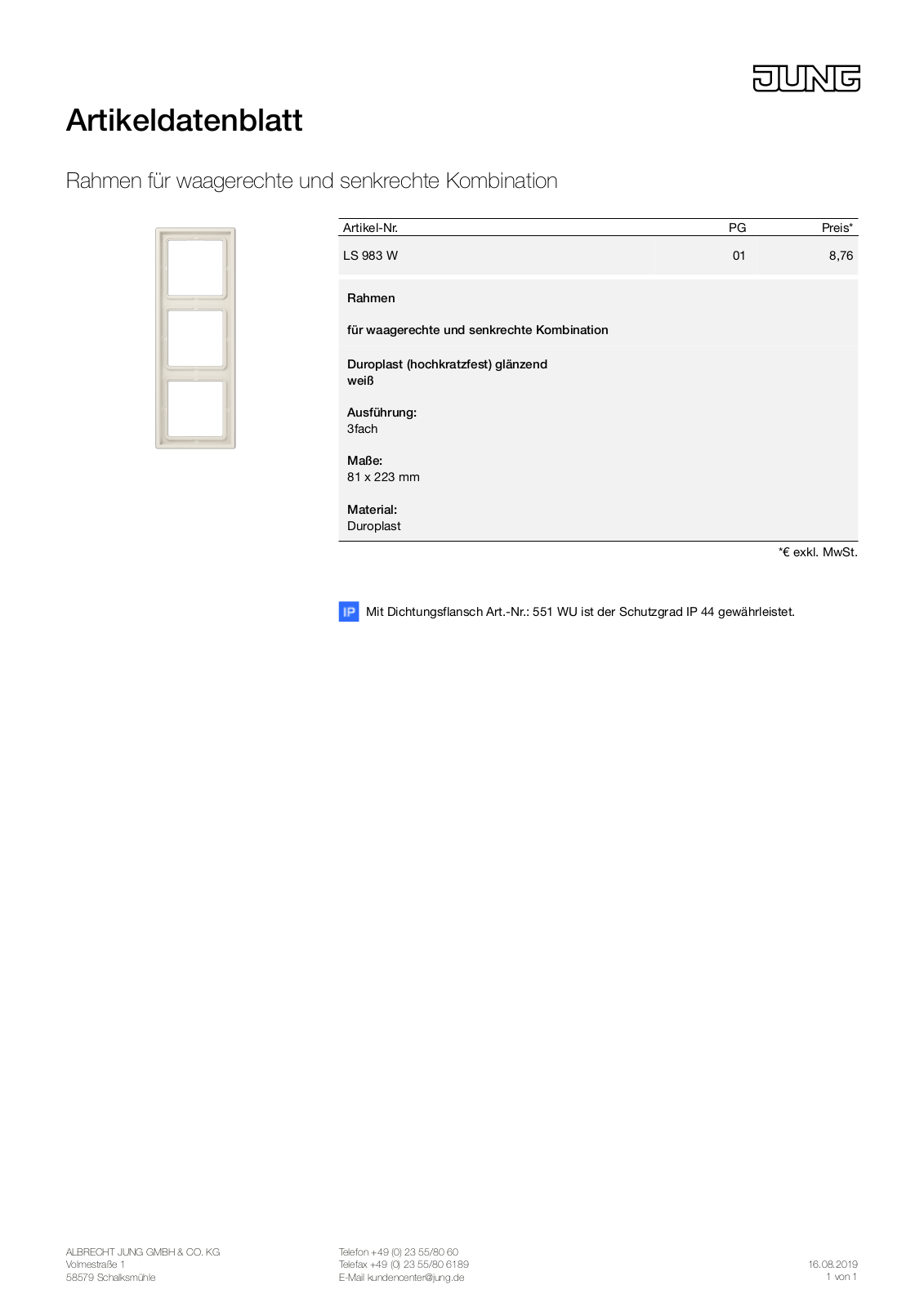 Jung LS 983W User Manual