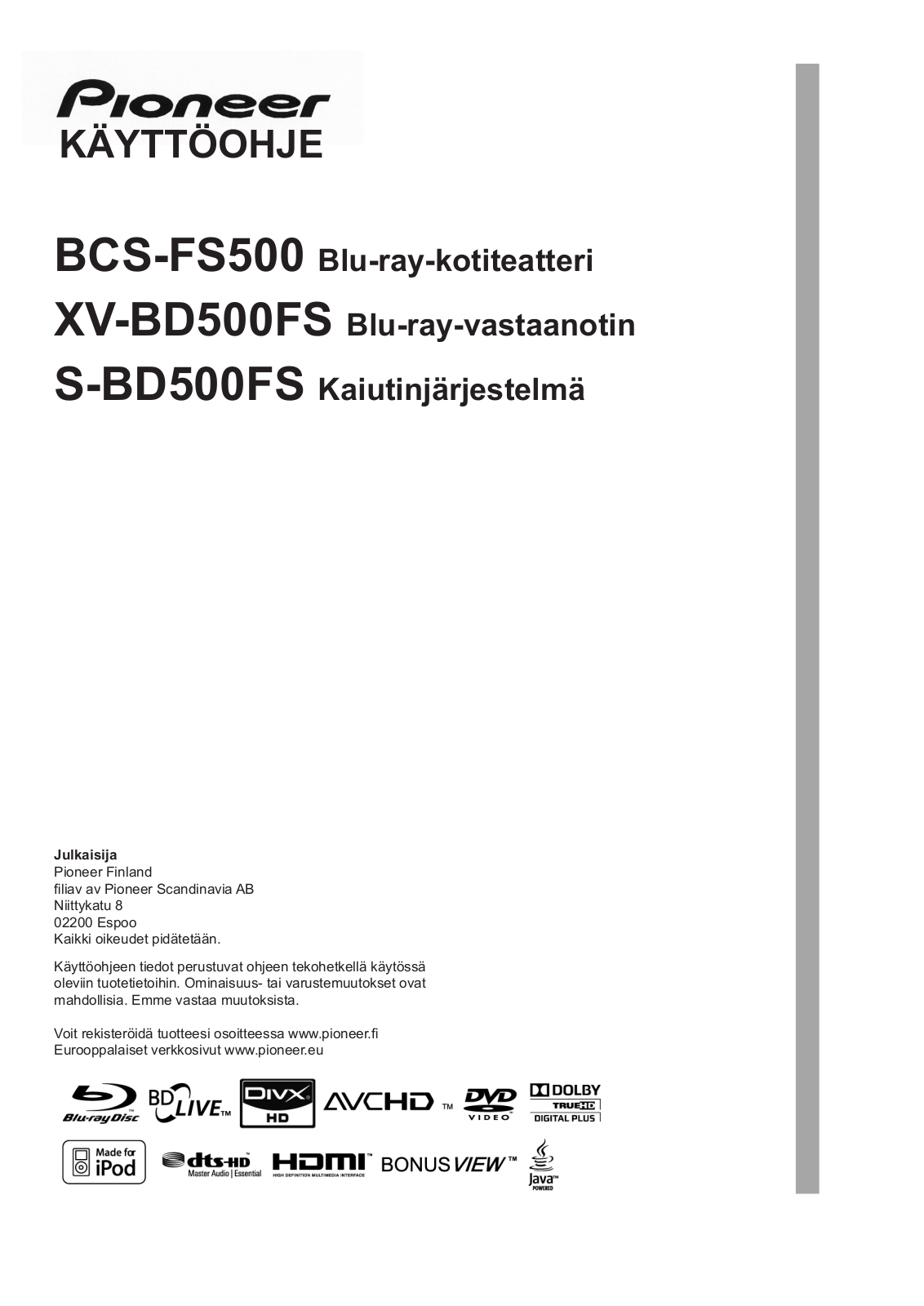 Pioneer BCS-FS500 User manual