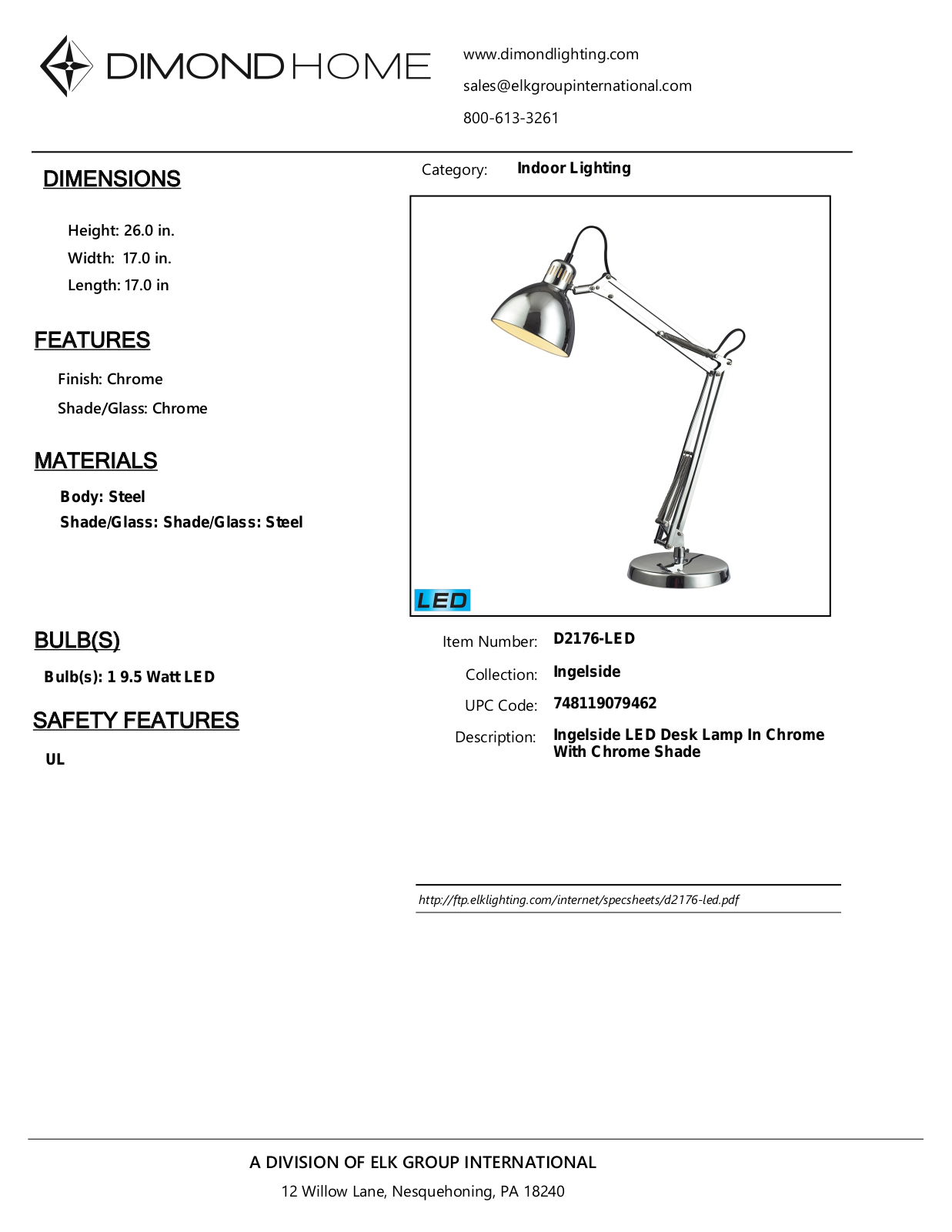 ELK Home D2176LED User Manual