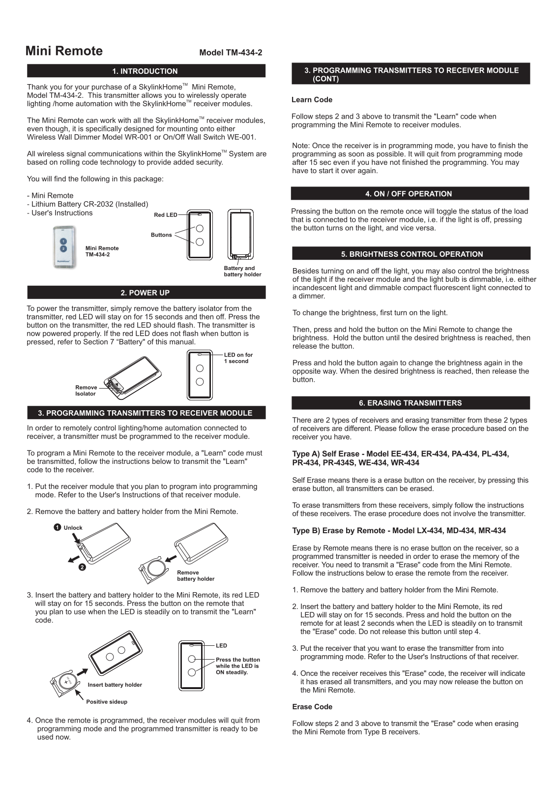 SkyLink TM-434-2 User Manual