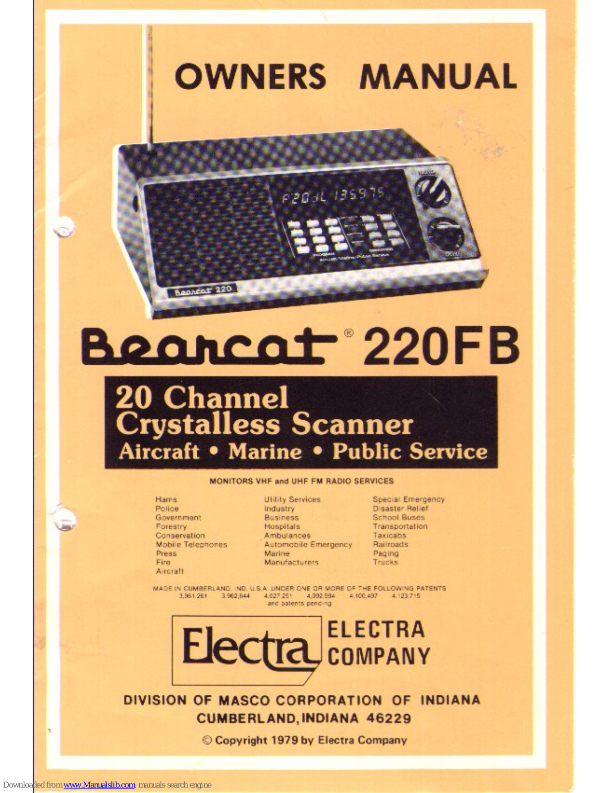 Electra Bearcat 220FB Owner's Manual