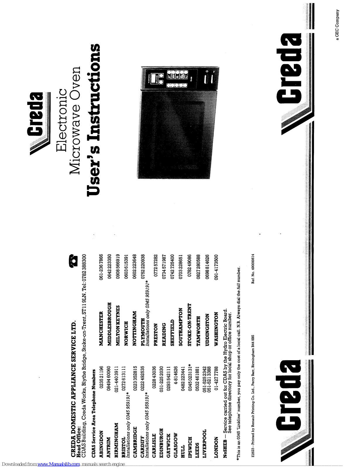 Creda 49035, 49036, 49037, 49038 User Instructions