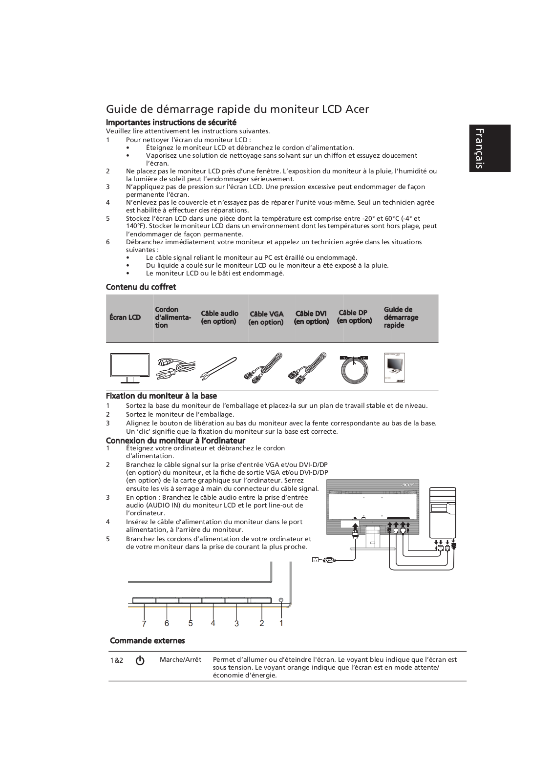 Acer V246HQL QUICK START GUIDE