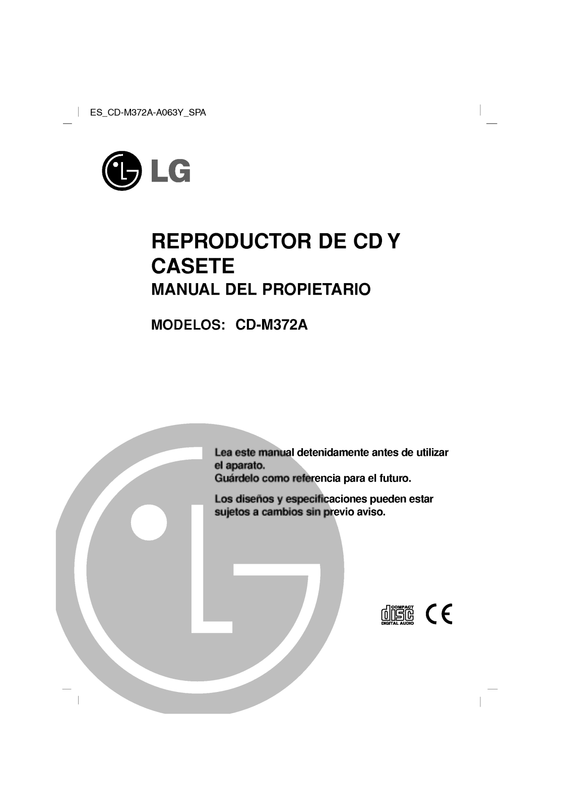 LG CD-M372A User Manual