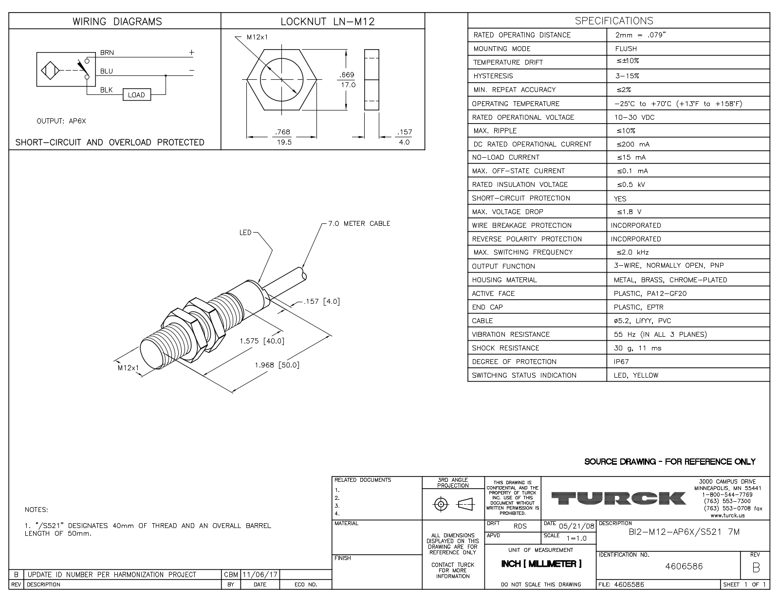 Turck BI2-M12-AP6X/S5217M Data Sheet