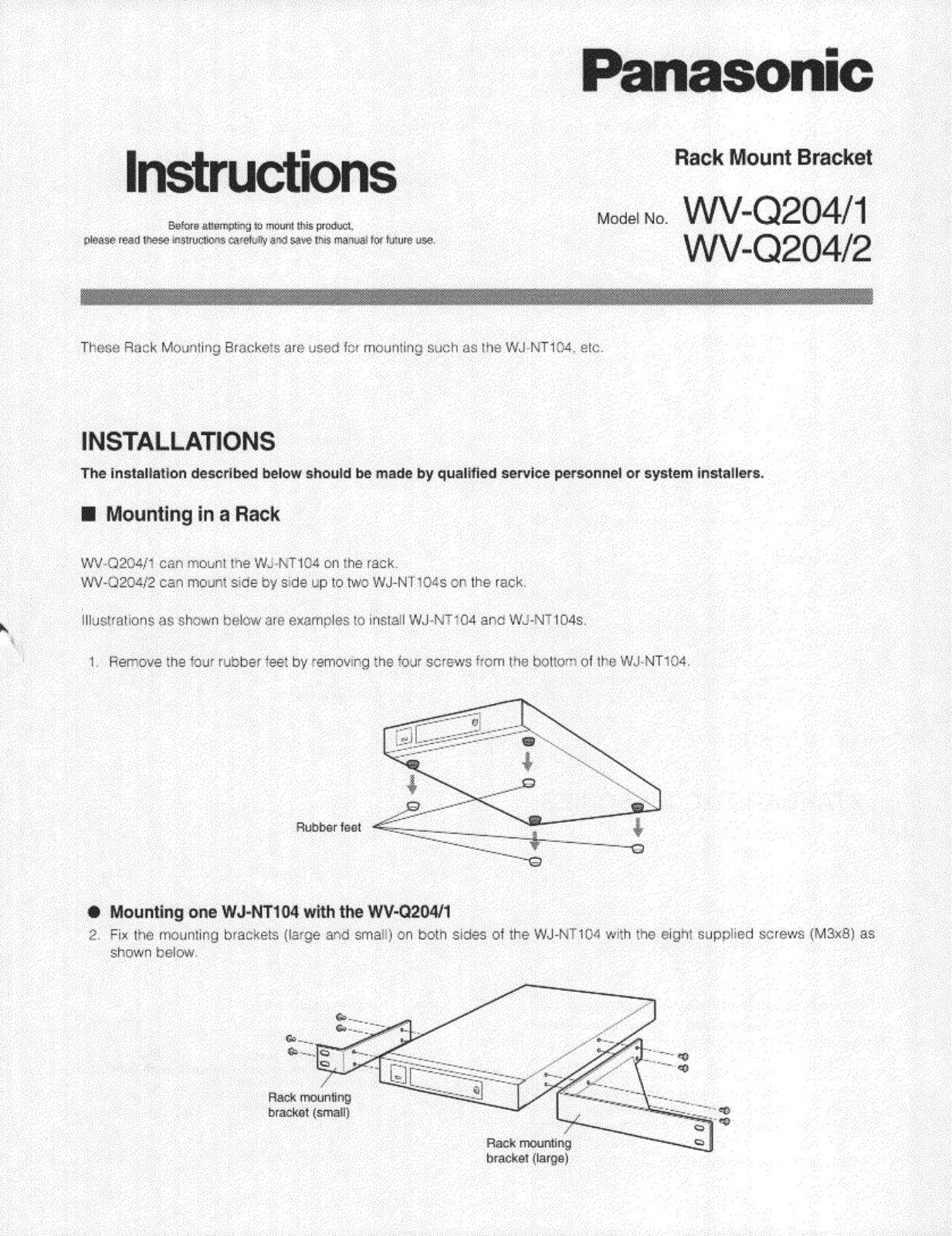 Panasonic WV-Q2041P User Manual