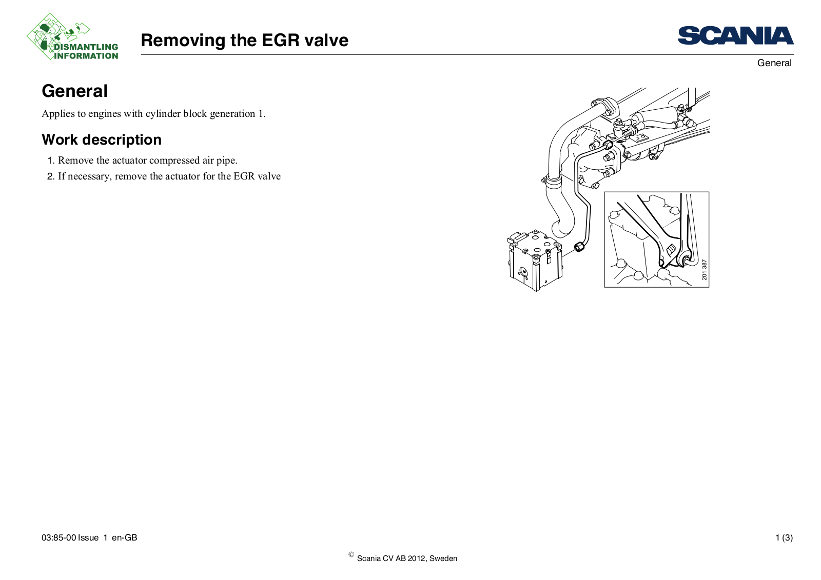 Scania Removing the EGR valve Service Manual