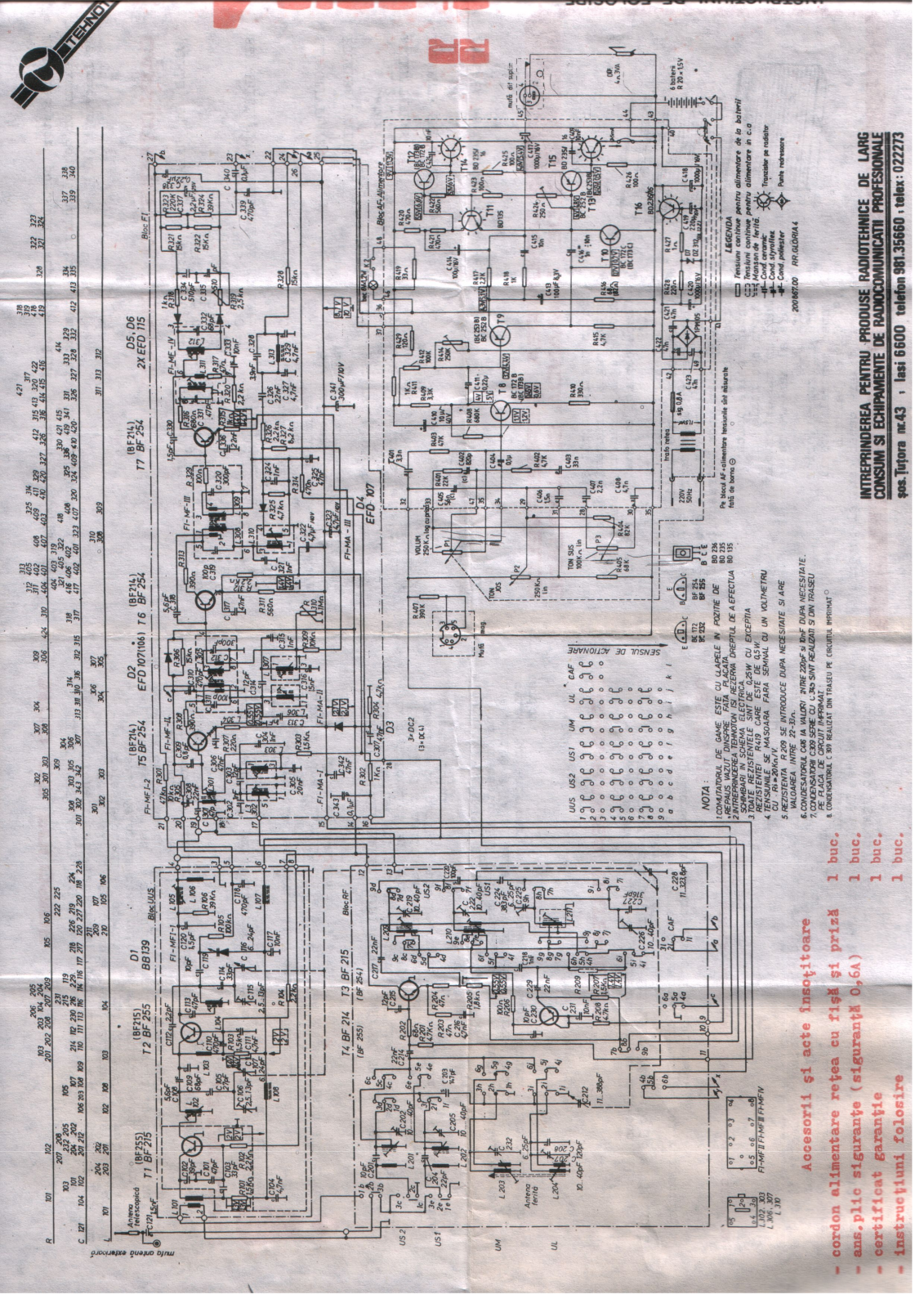 Tehnoton Iasi Gloria 4 Schematic